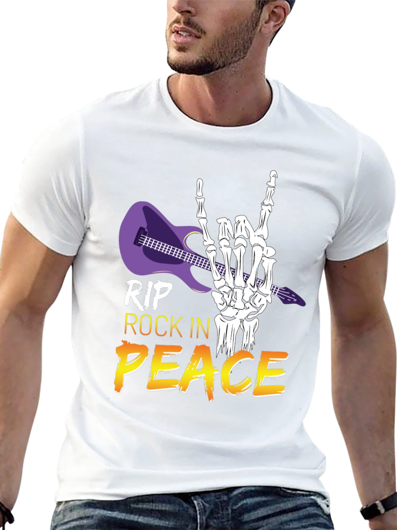 Camiseta Rock n Roll RIP Peace Esqueleto