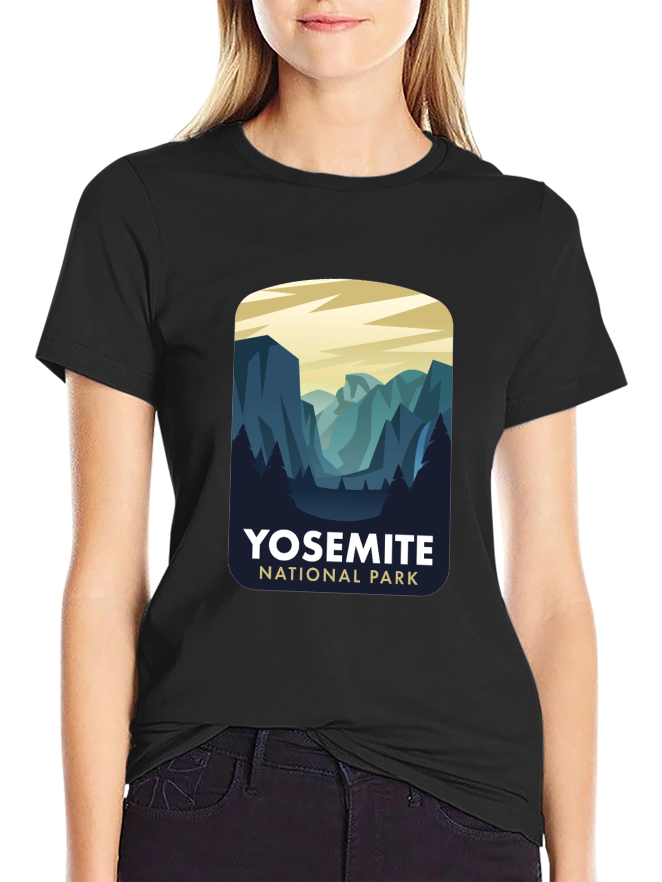 Camiseta Negra Diseño Yosemite National Park