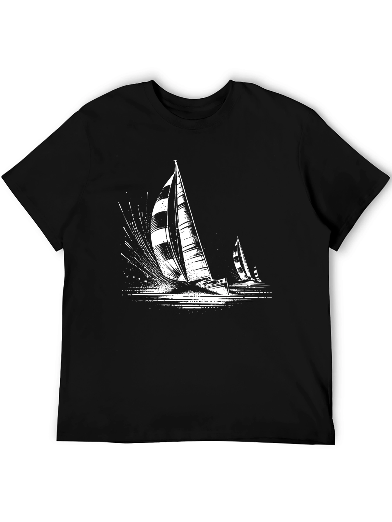 Camiseta Negra Náutica Estampada Velero