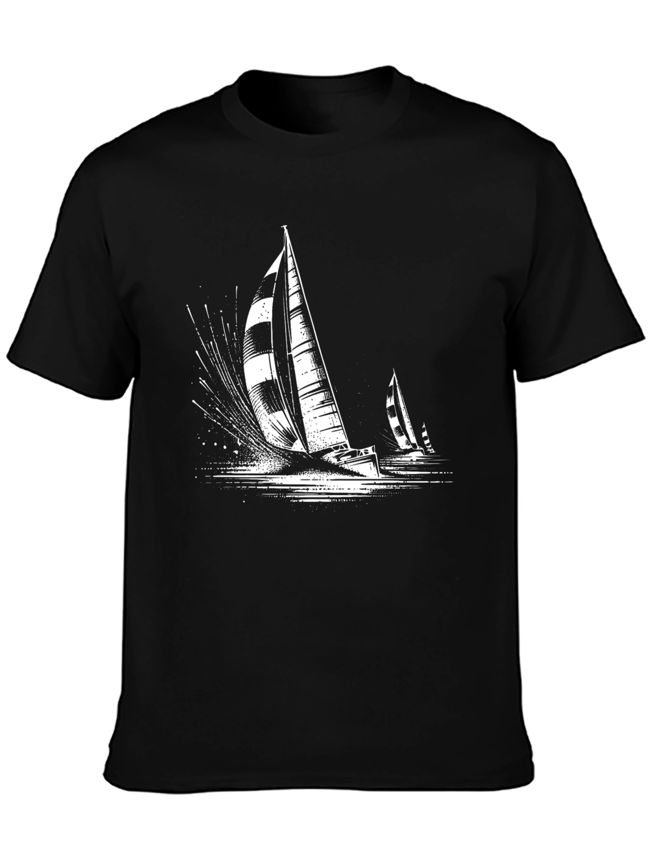 Camiseta Negra Náutica Estampada Velero