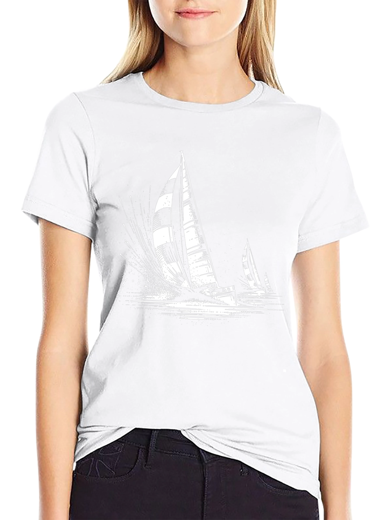 Camiseta Negra Náutica Estampada Velero