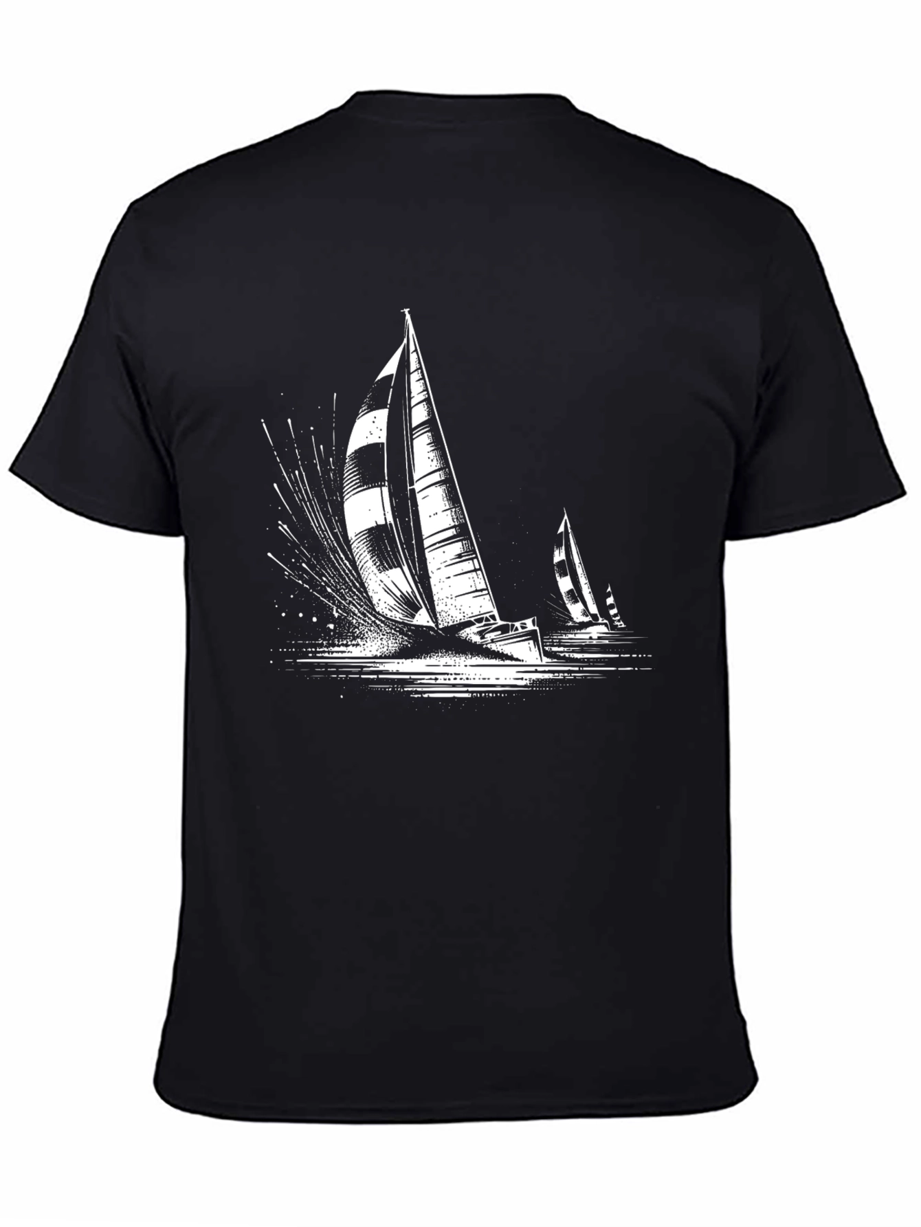 Camiseta Negra Náutica Estampada Velero