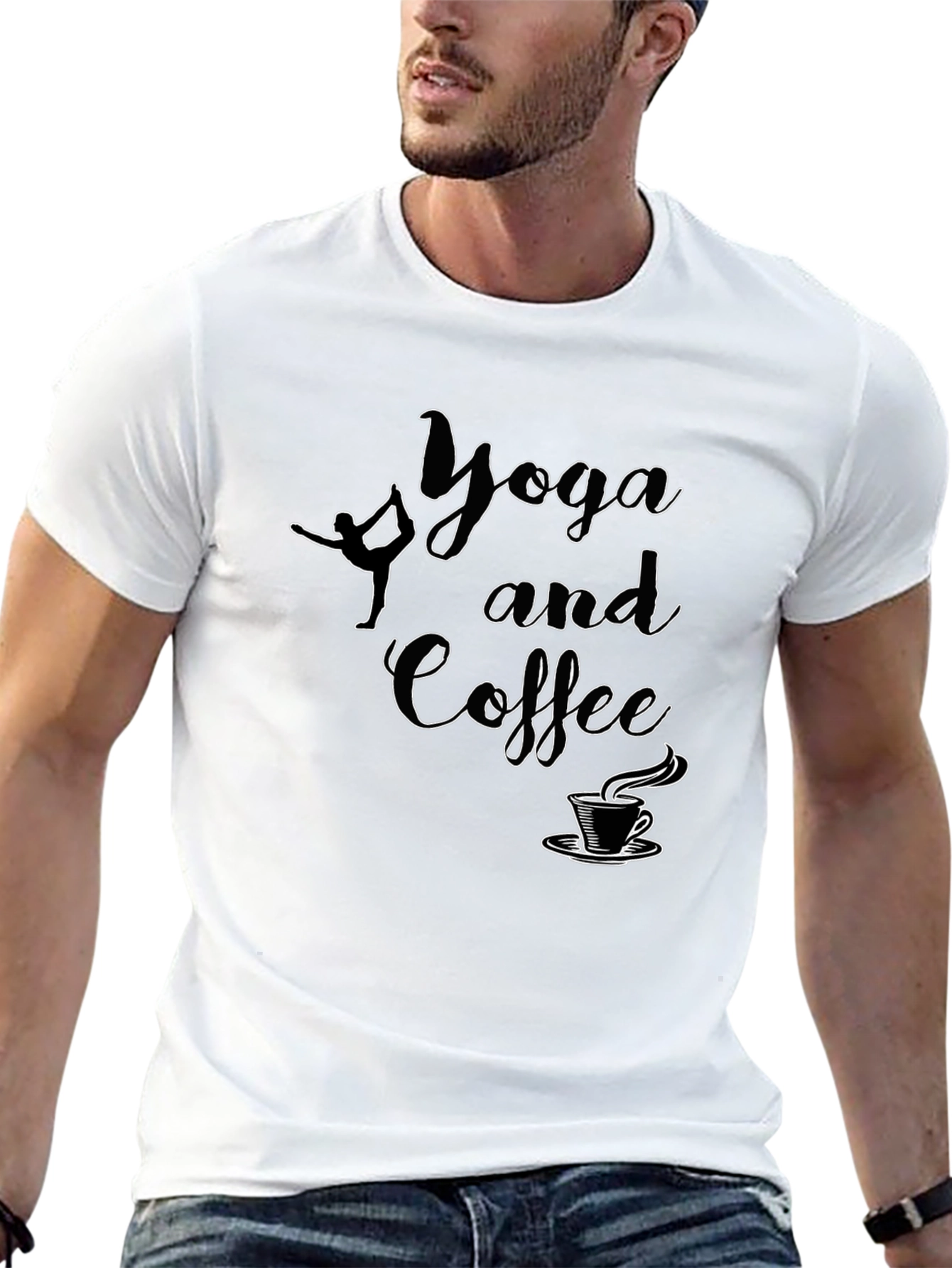 Camiseta Negra Yoga and Coffee para Hombre