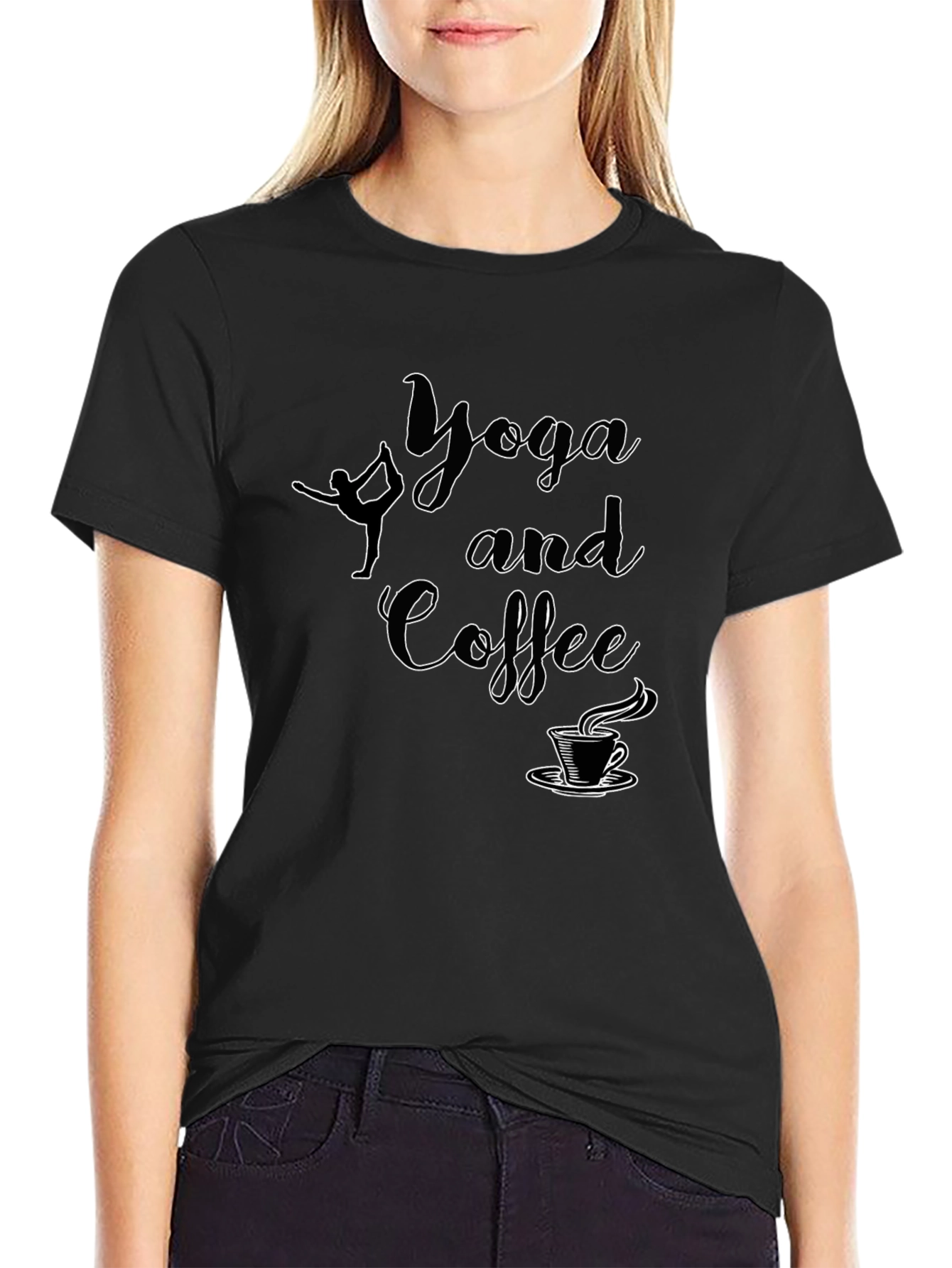 Camiseta Negra Yoga and Coffee para Hombre