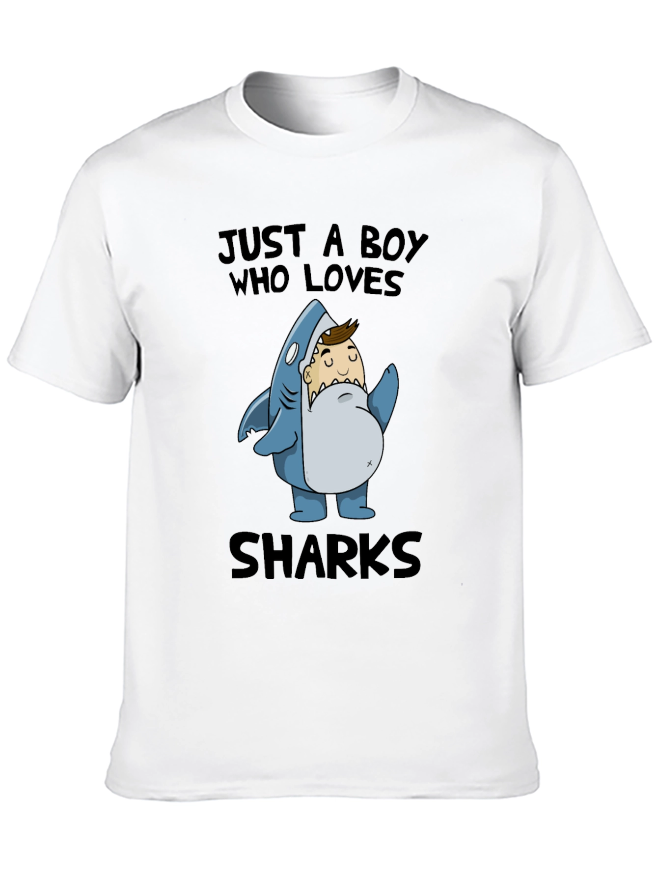 Camiseta Negra: Niño Amante de los Tiburones