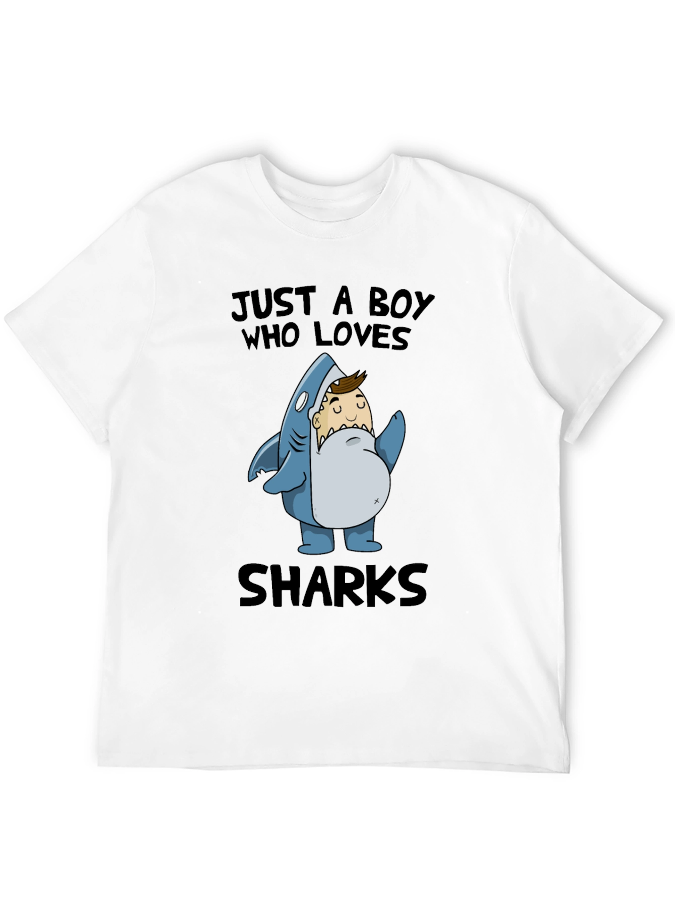 Camiseta Negra: Niño Amante de los Tiburones