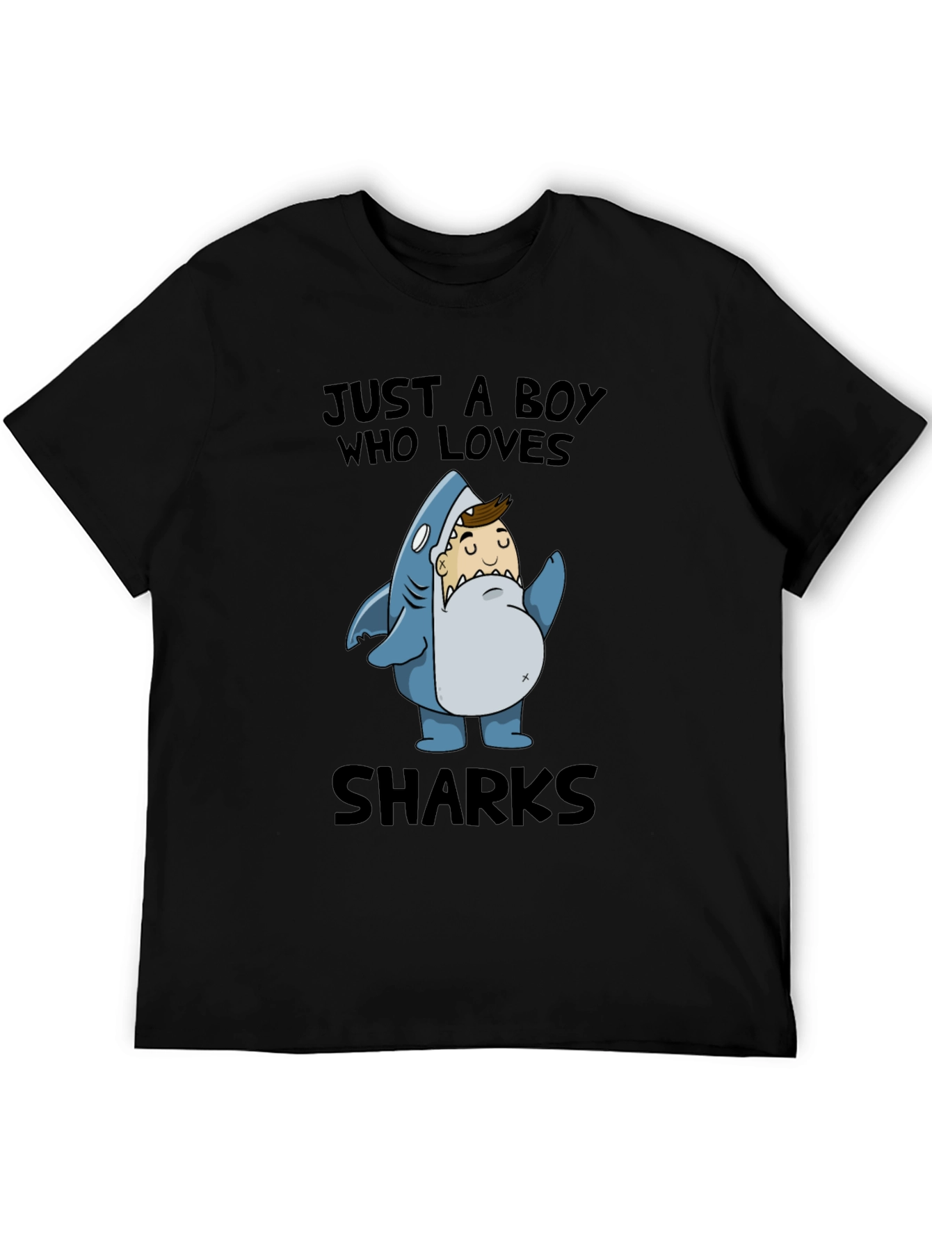 Camiseta Negra: Niño Amante de los Tiburones