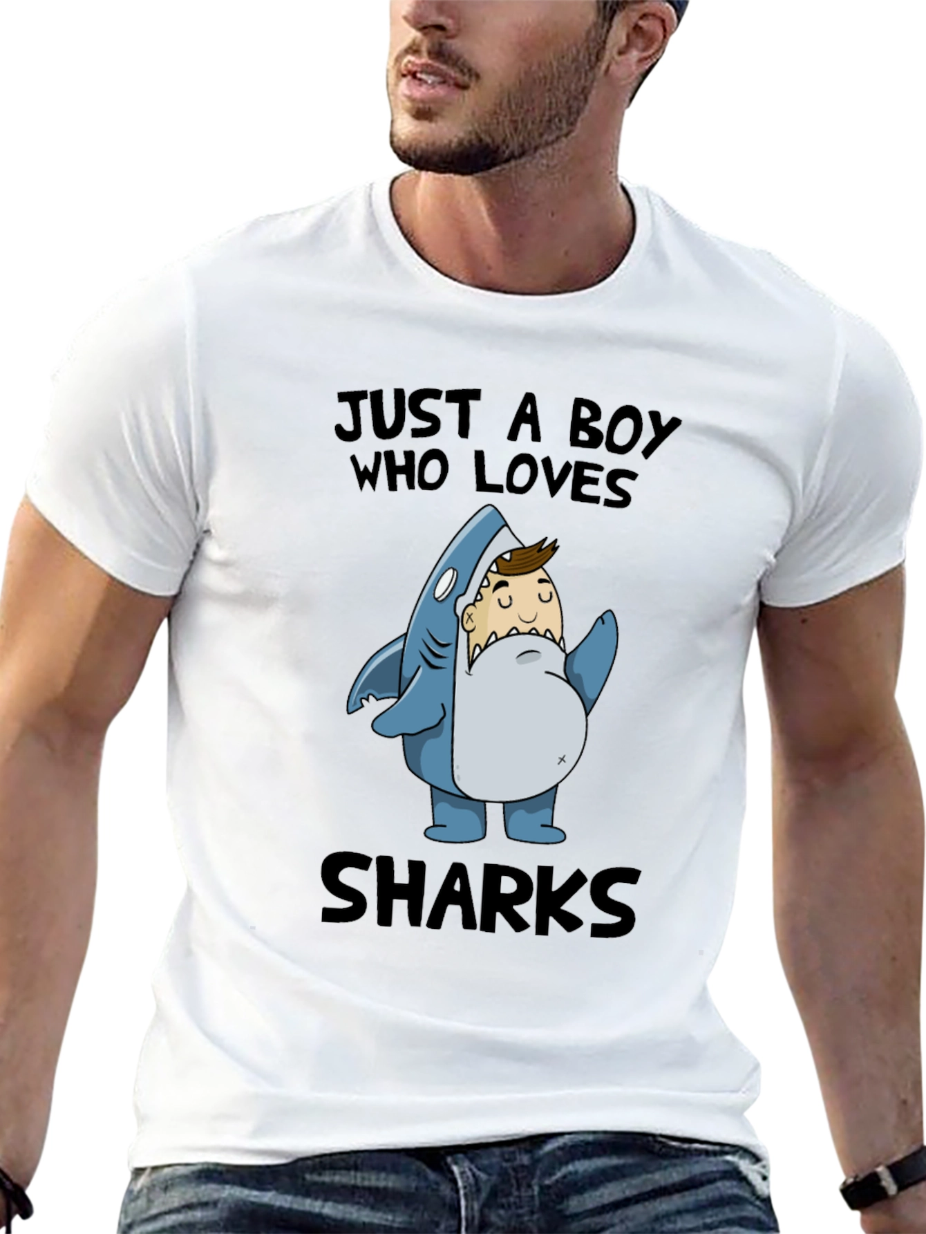 Camiseta Negra: Niño Amante de los Tiburones