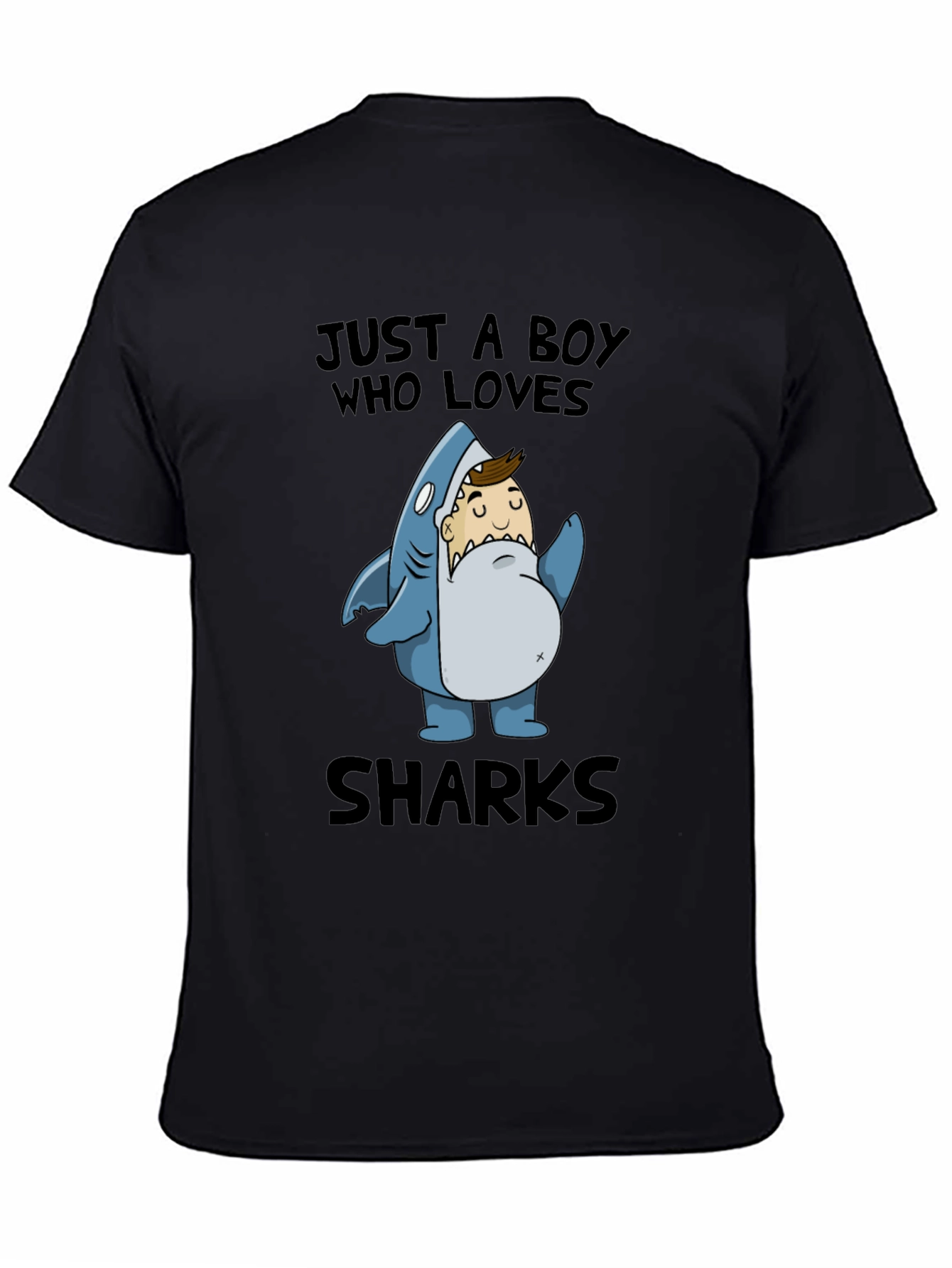 Camiseta Negra: Niño Amante de los Tiburones