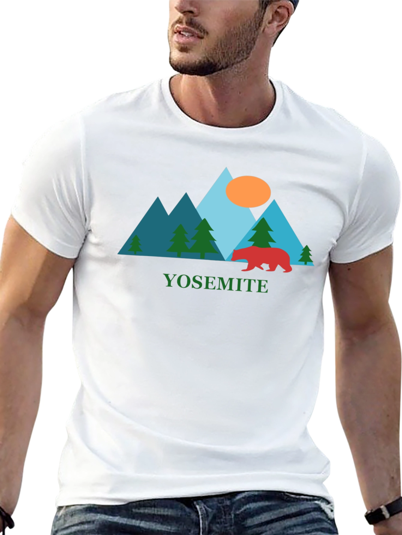 Camiseta Yosemite para hombre - Diseño Montaña y Oso