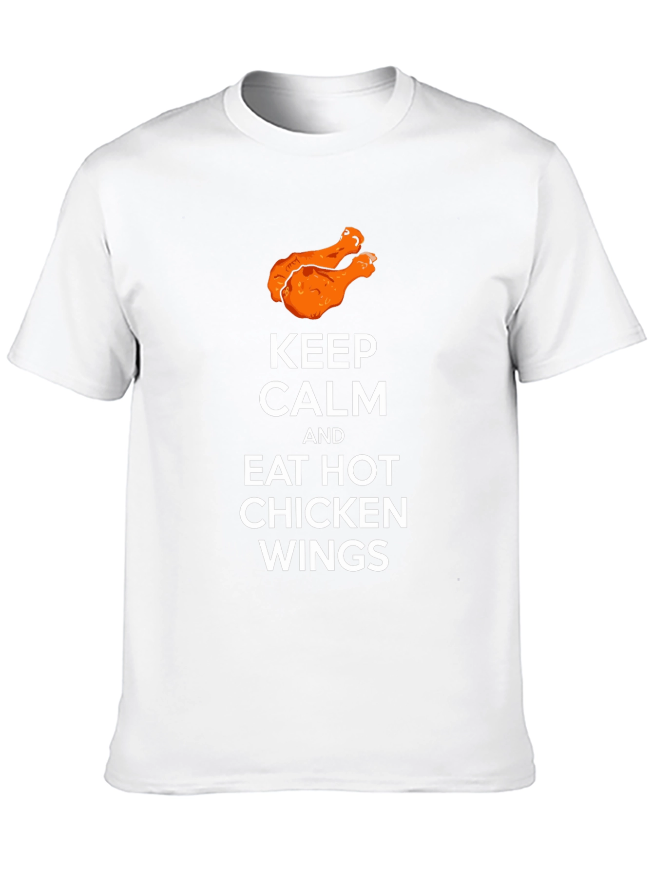 Camiseta Negra: Keep Calm & Eat Hot Chicken Wings