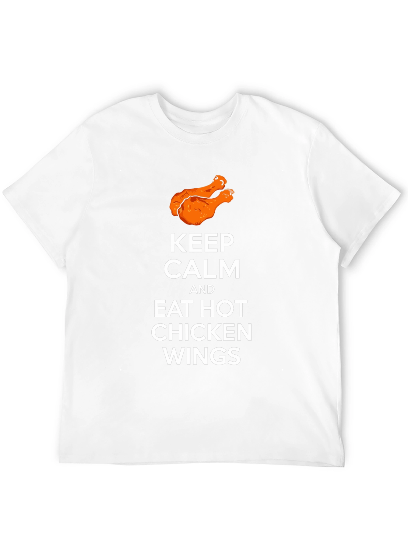 Camiseta Negra: Keep Calm & Eat Hot Chicken Wings