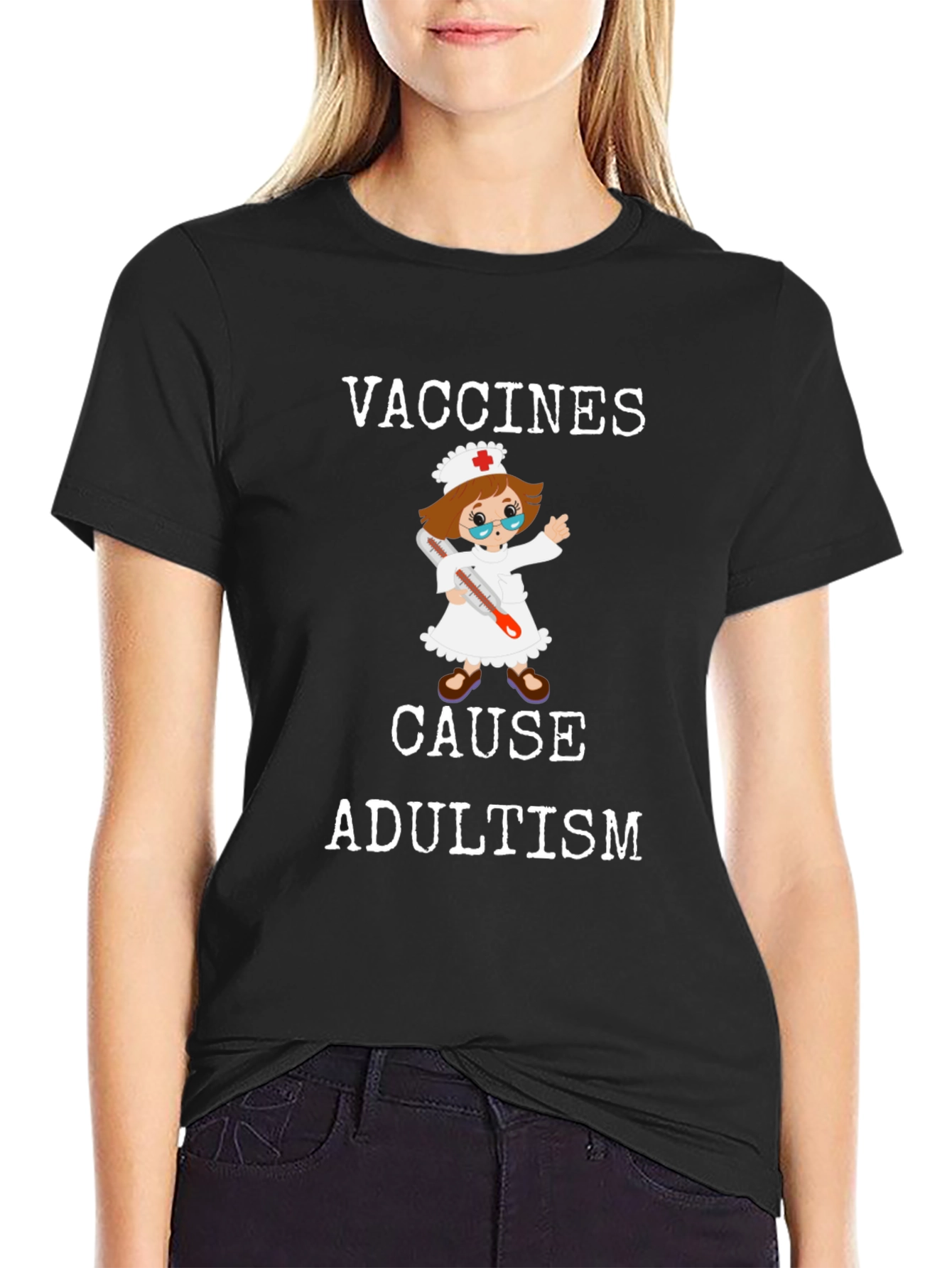 Camiseta Divertida: Vacunas Causan Adultismo
