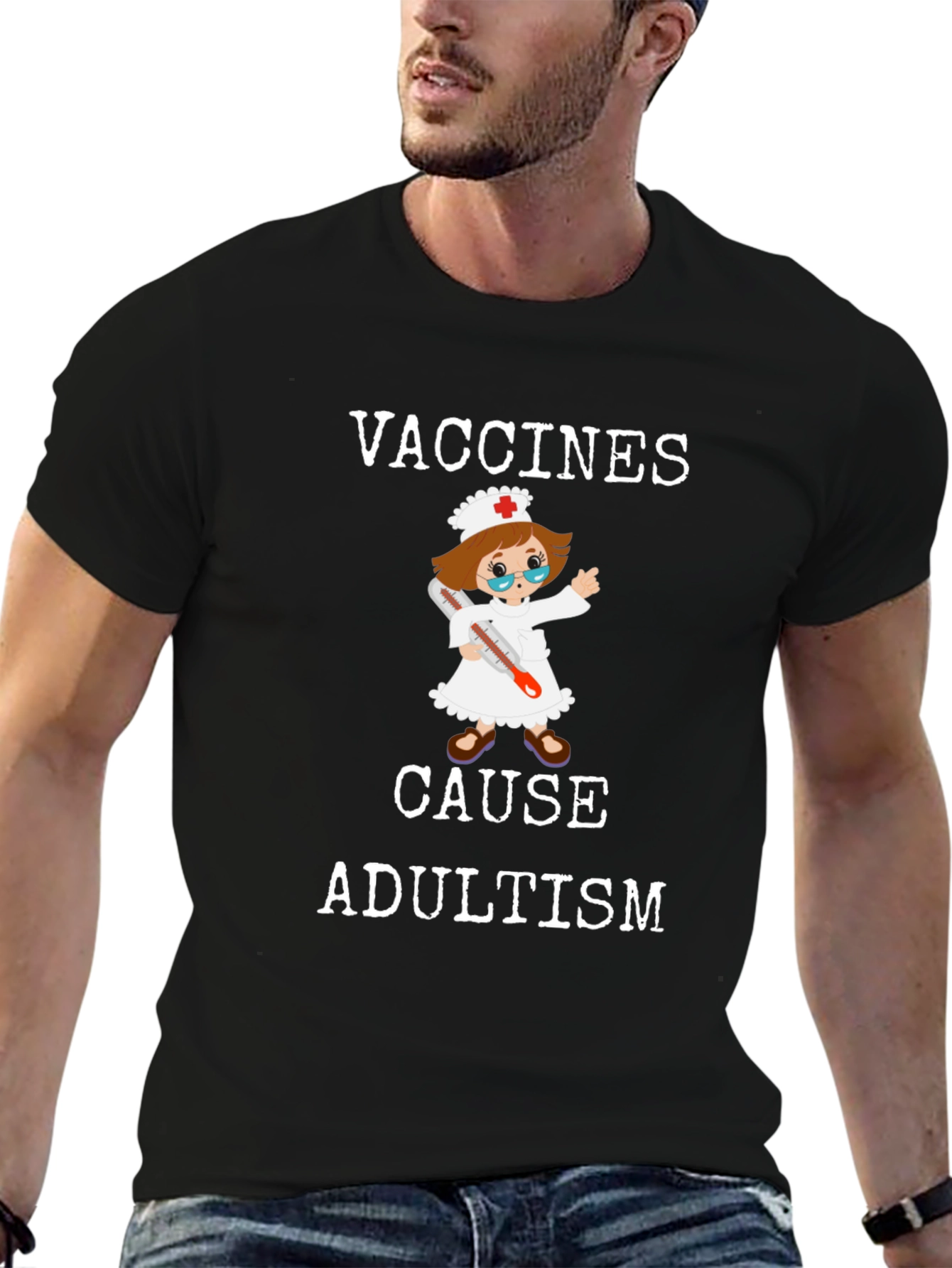 Camiseta Divertida: Vacunas Causan Adultismo