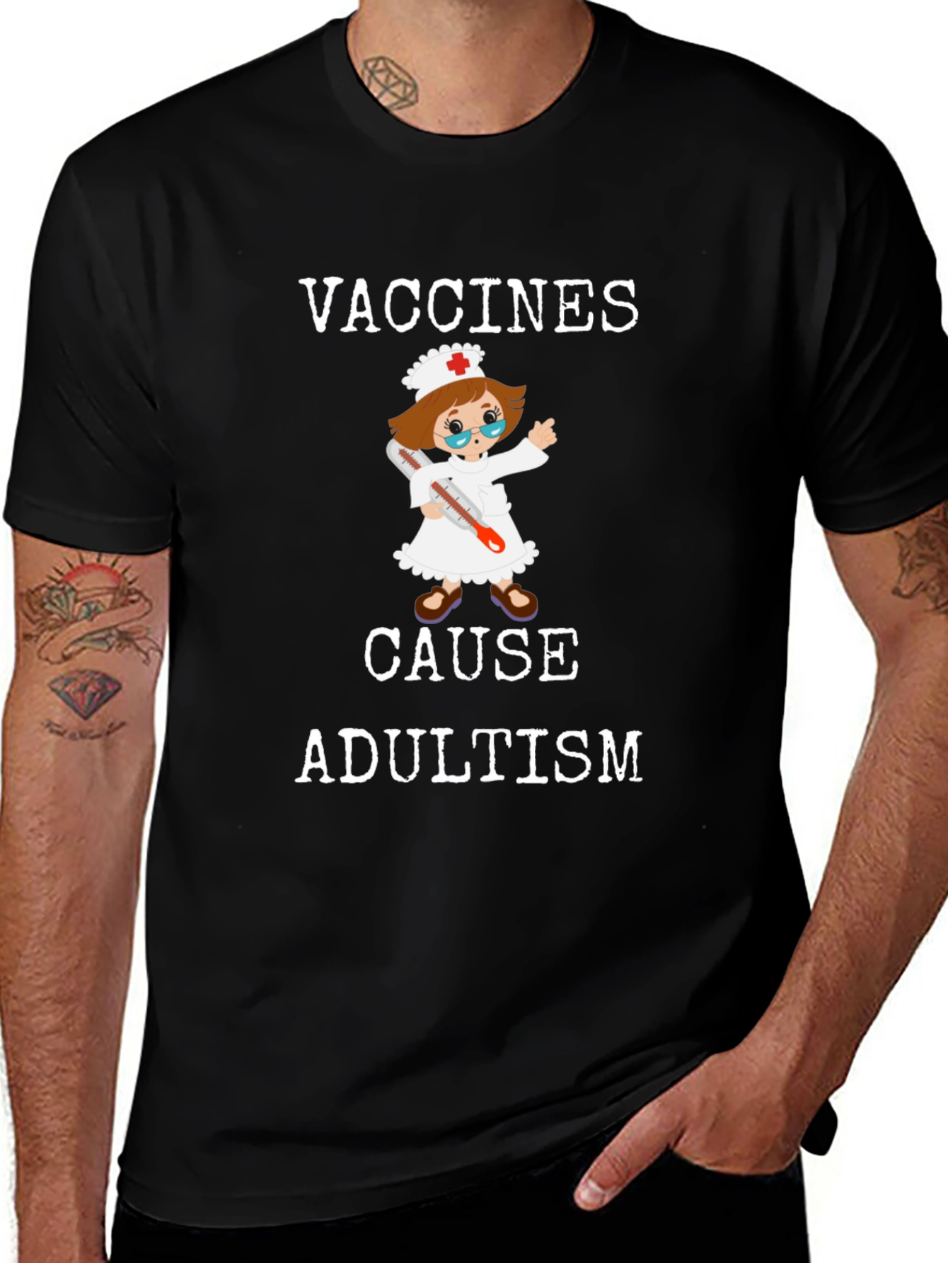 Camiseta Divertida: Vacunas Causan Adultismo