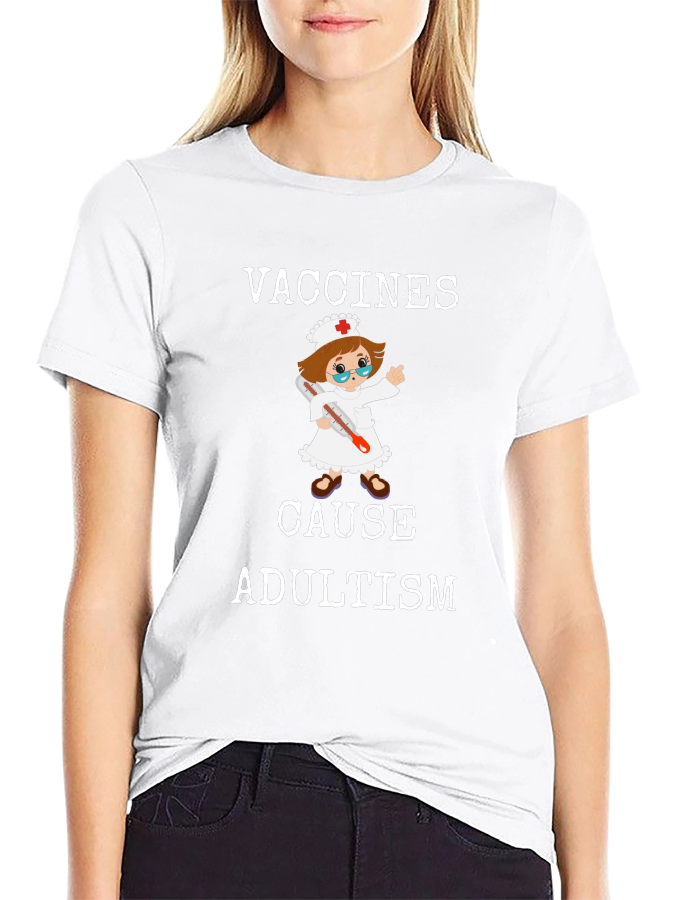 Camiseta Divertida: Vacunas Causan Adultismo