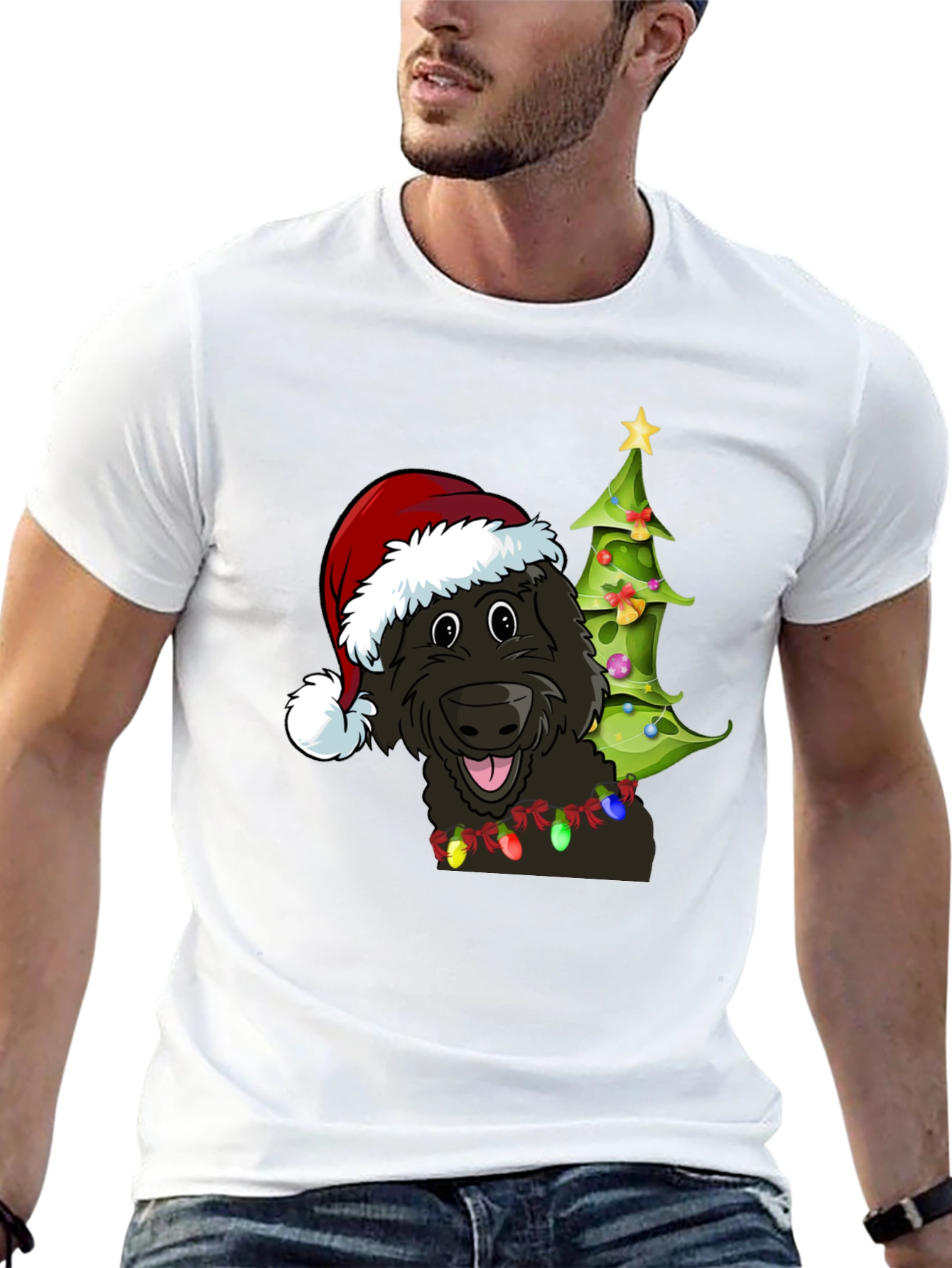 Camiseta Perro Navideño con Gorro de Santa