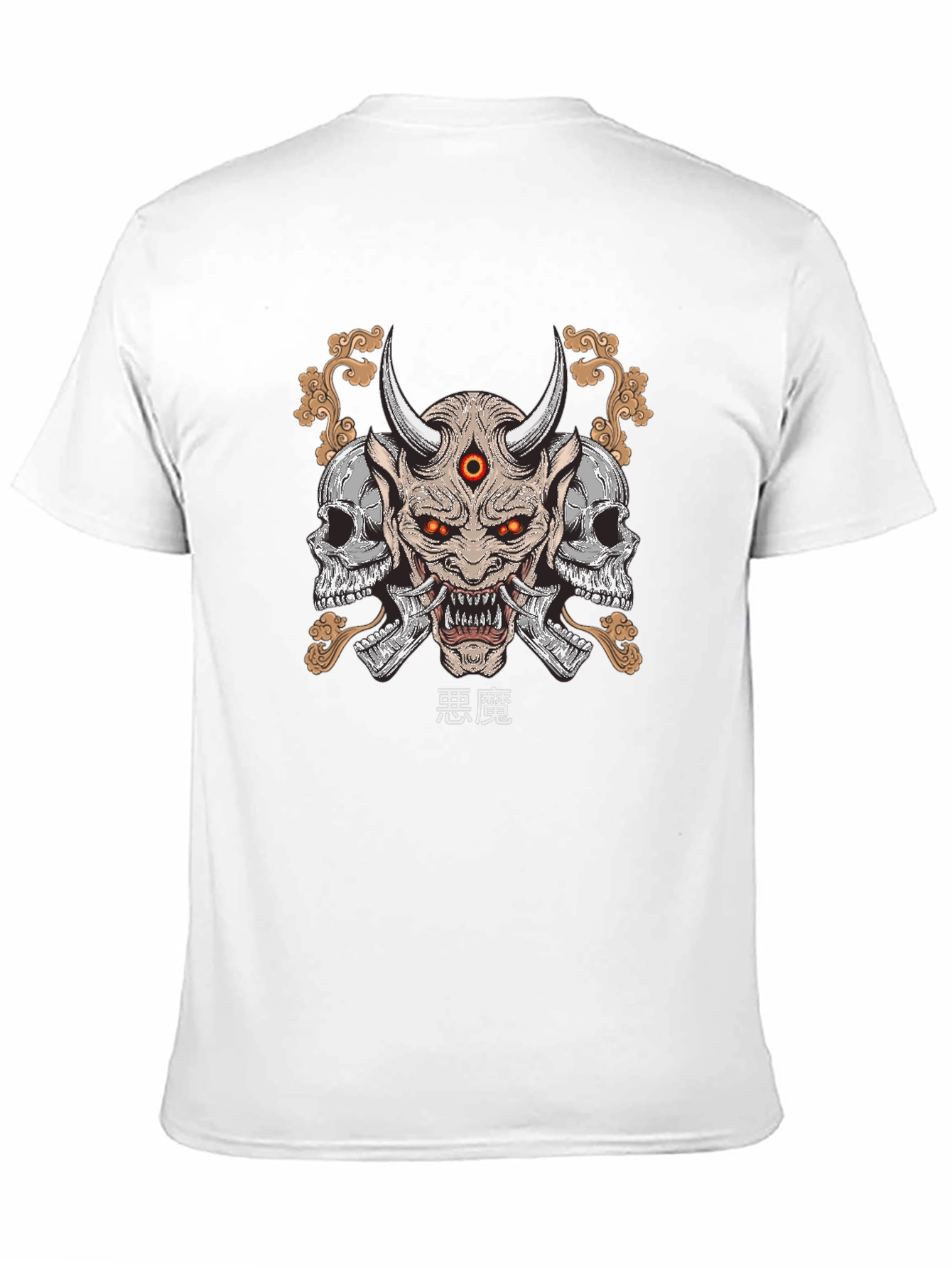 Camiseta Hombre Negra con Estampado Demonio Japonés