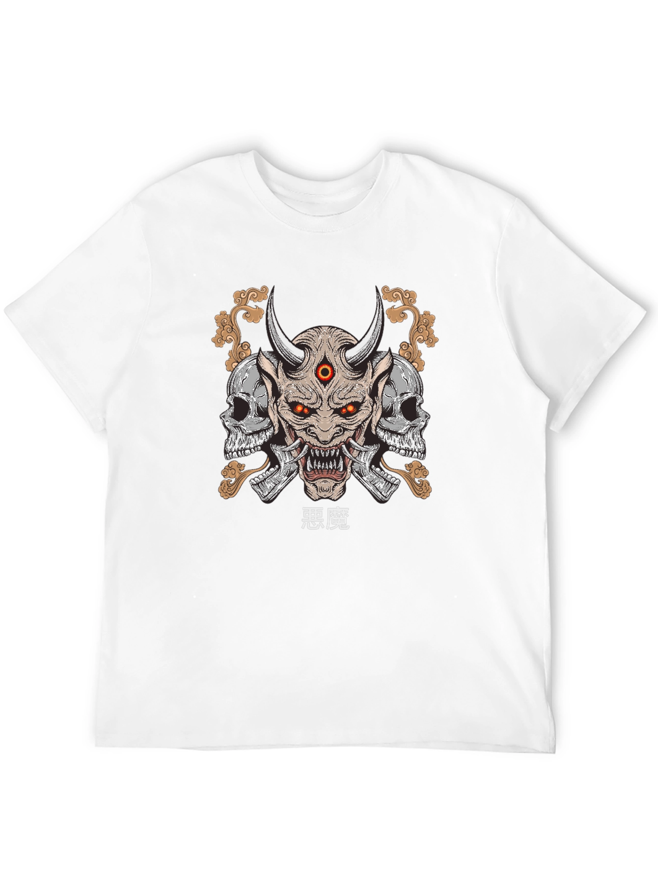 Camiseta Hombre Negra con Estampado Demonio Japonés