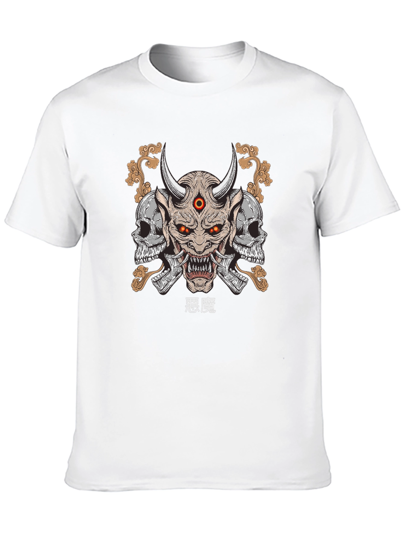 Camiseta Hombre Negra con Estampado Demonio Japonés