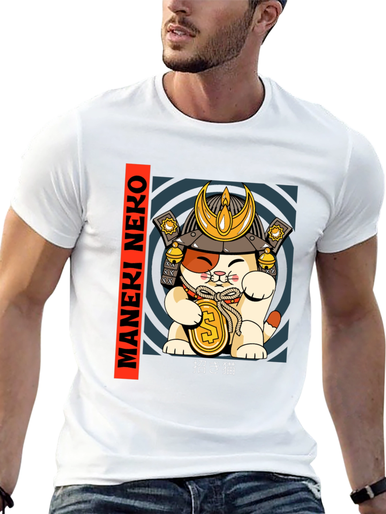 Camiseta Gato Samurai Neko de la Suerte