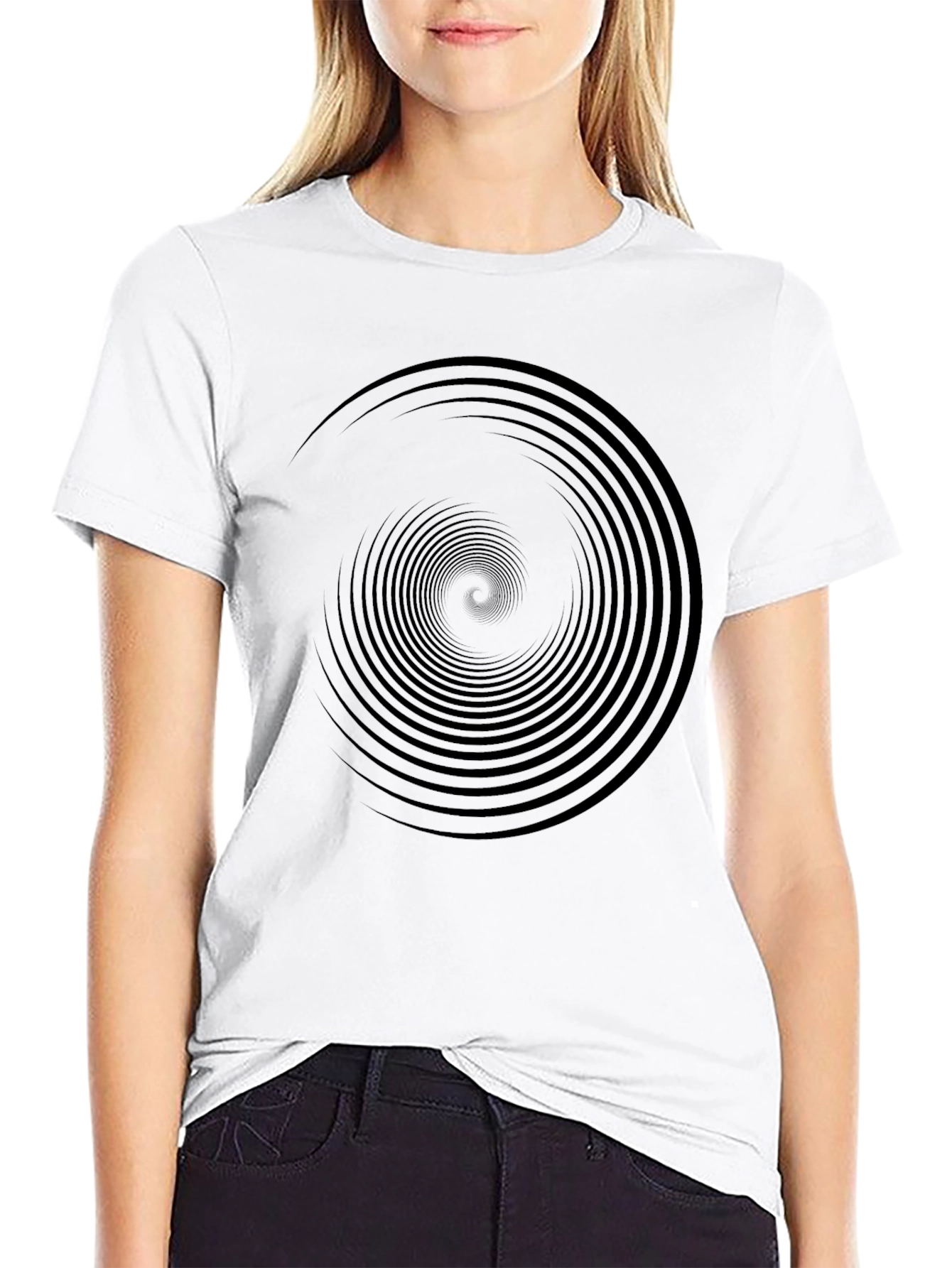 Camiseta Negra Espiral Hipnótica Hombre