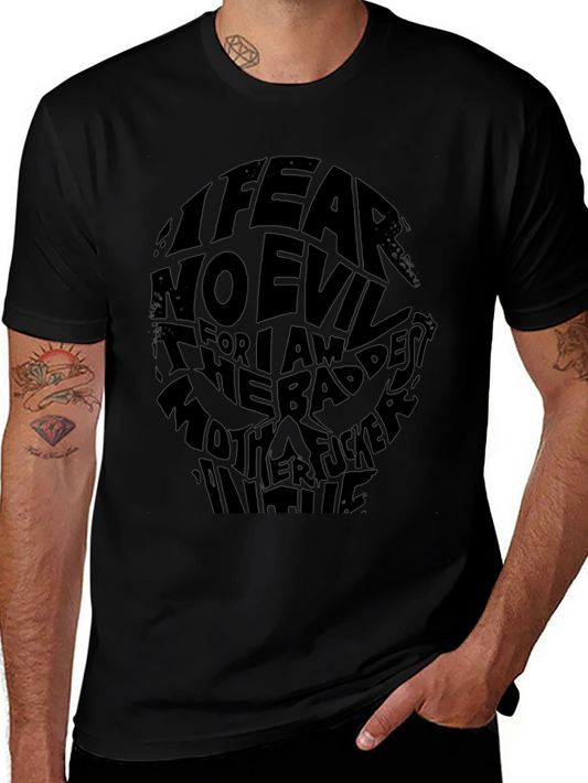 I Fear No Evil Graphic Print Black T-Shirt