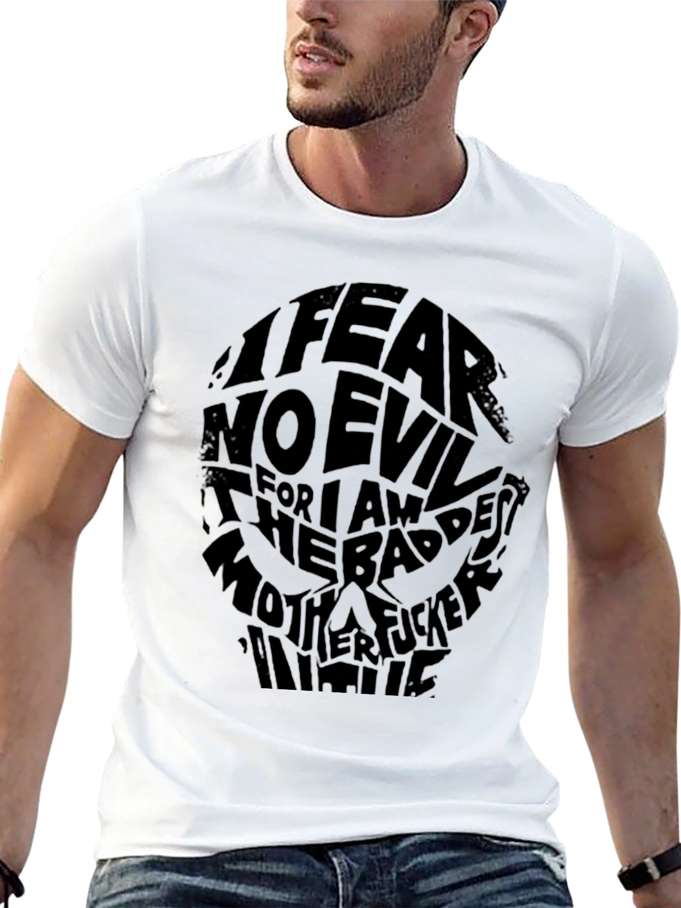 I Fear No Evil Graphic Print Black T-Shirt