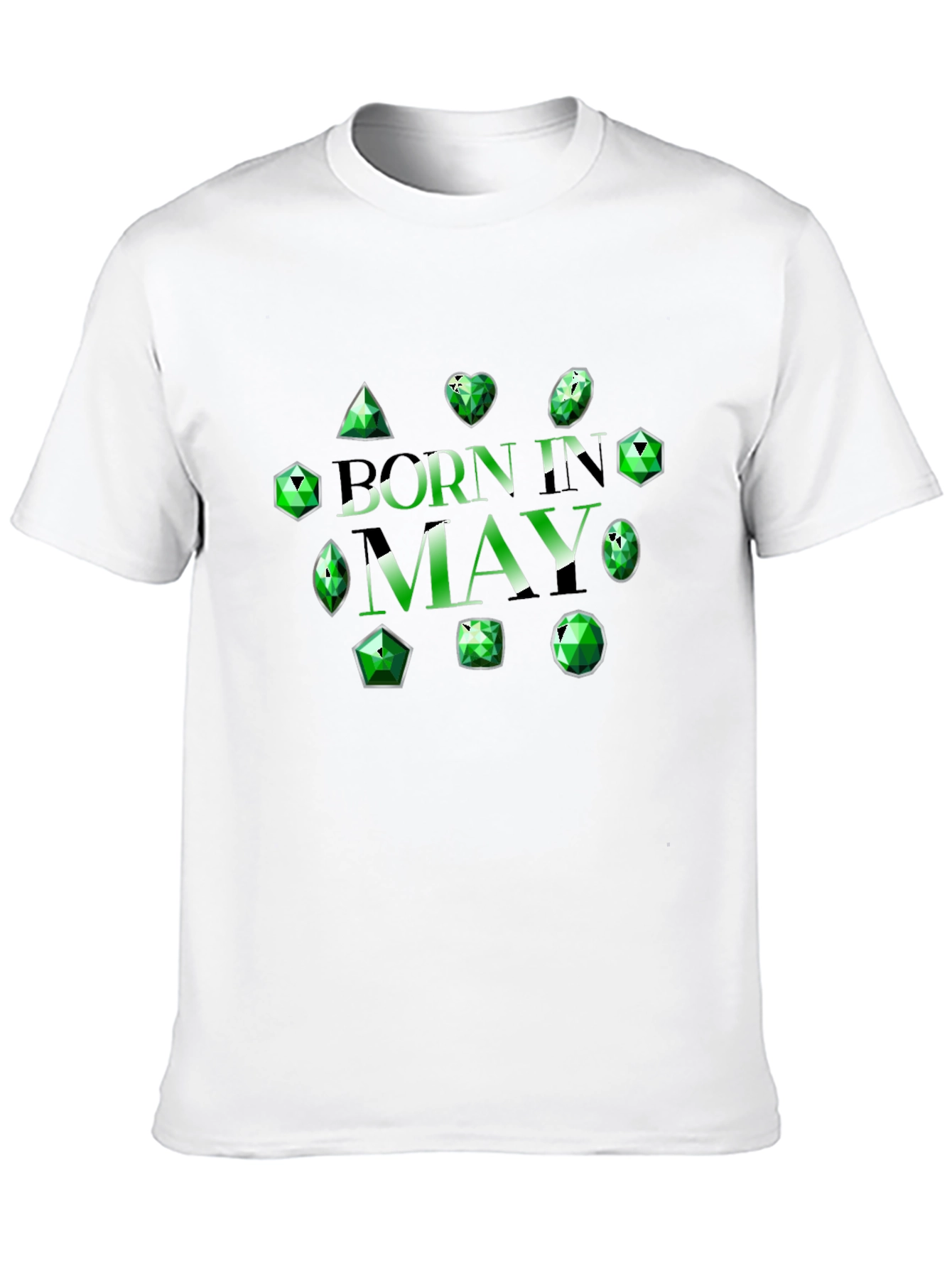 Camiseta Negra Nacido en Mayo con Esmeraldas