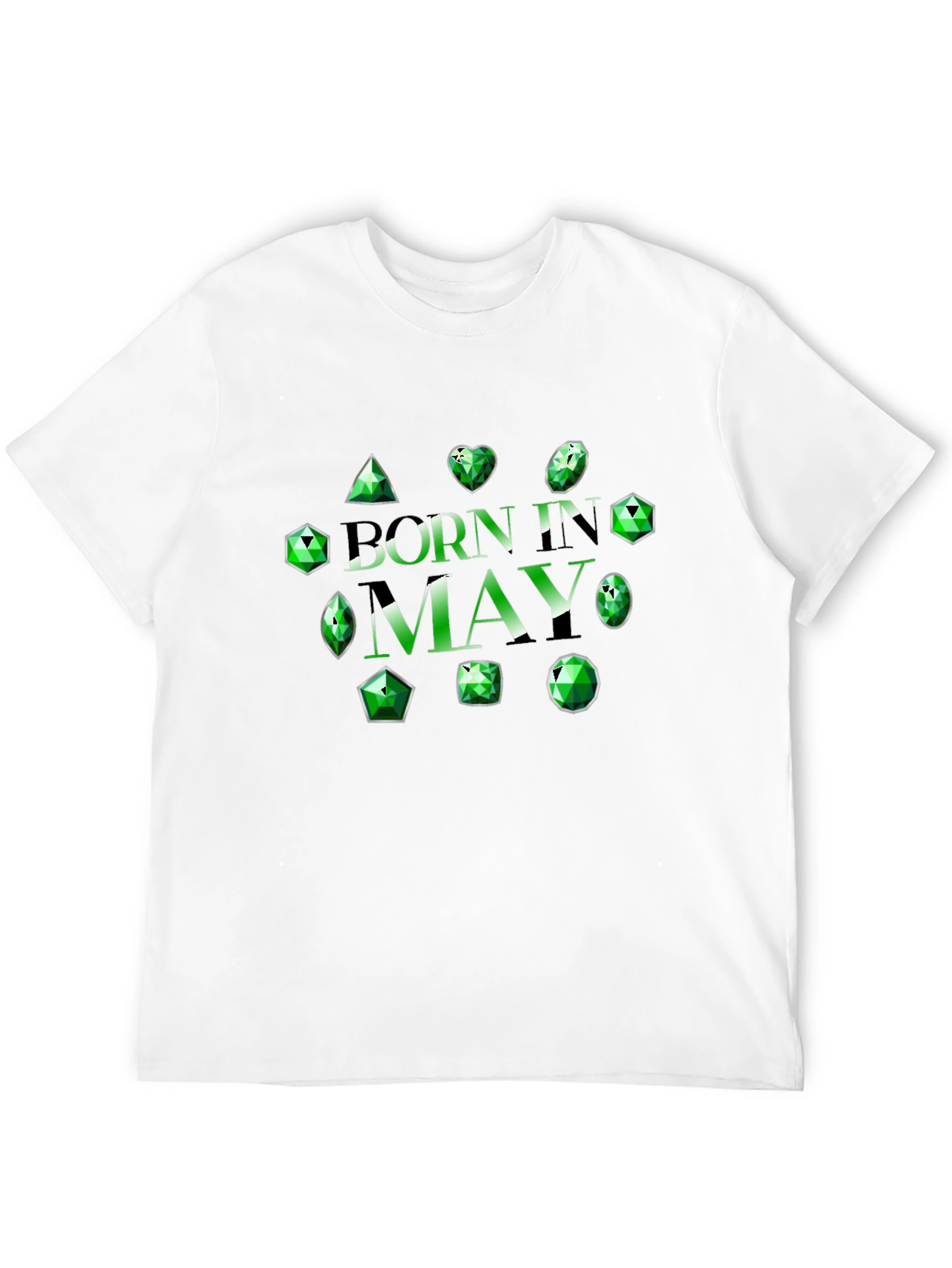 Camiseta Negra Nacido en Mayo con Esmeraldas
