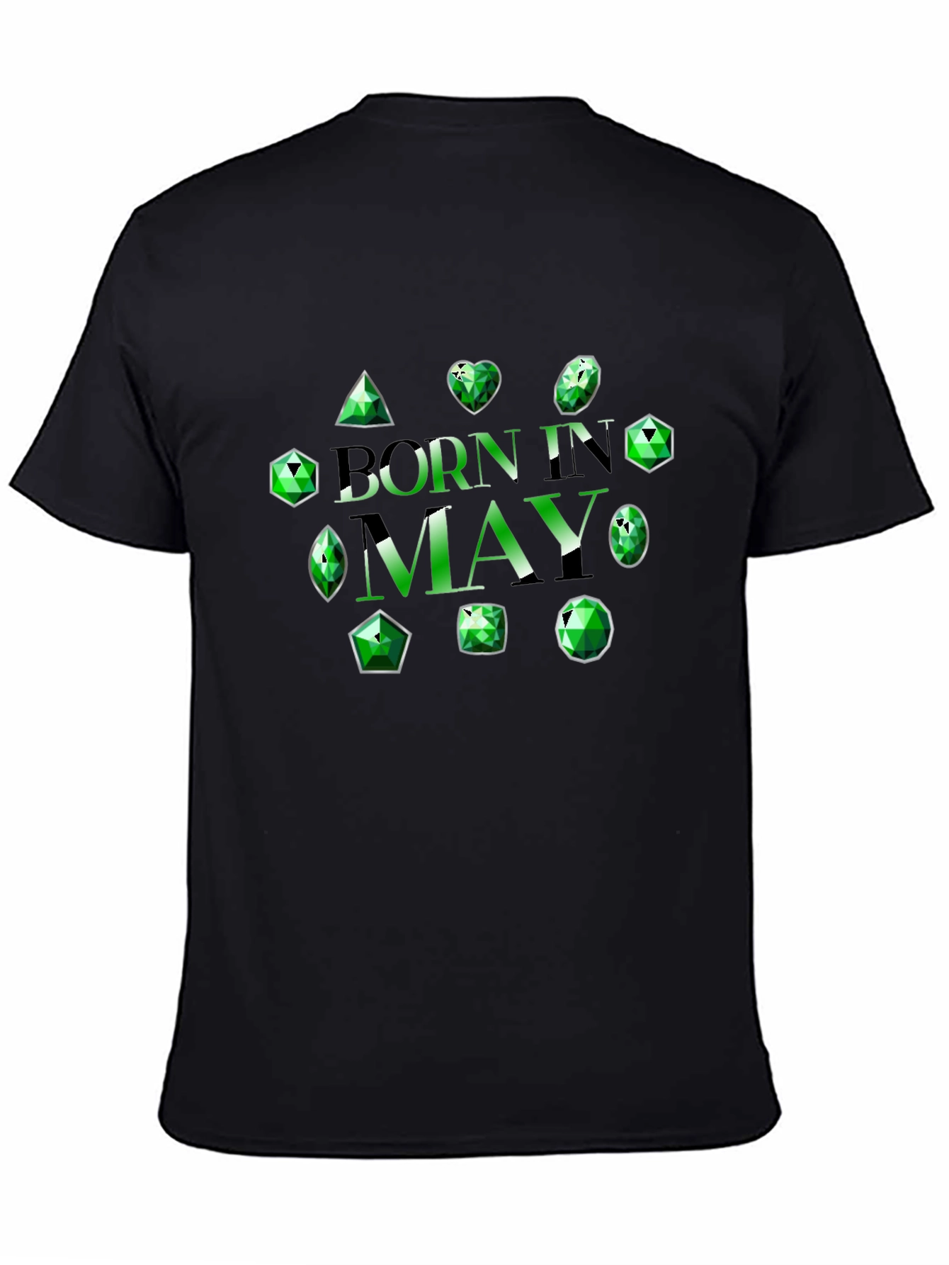 Camiseta Negra Nacido en Mayo con Esmeraldas
