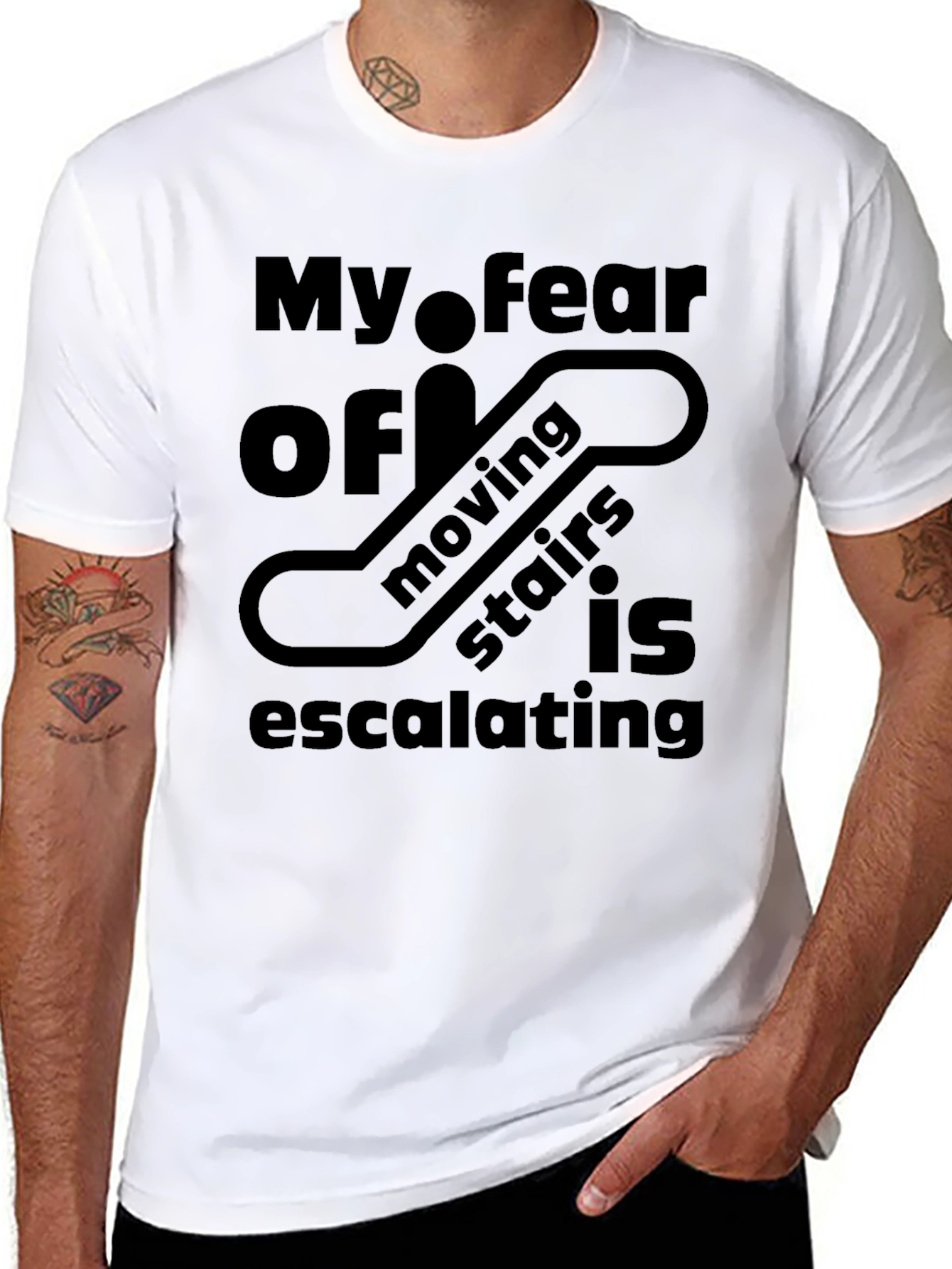 Camiseta Negra: Mi Miedo a las Escaleras Móviles