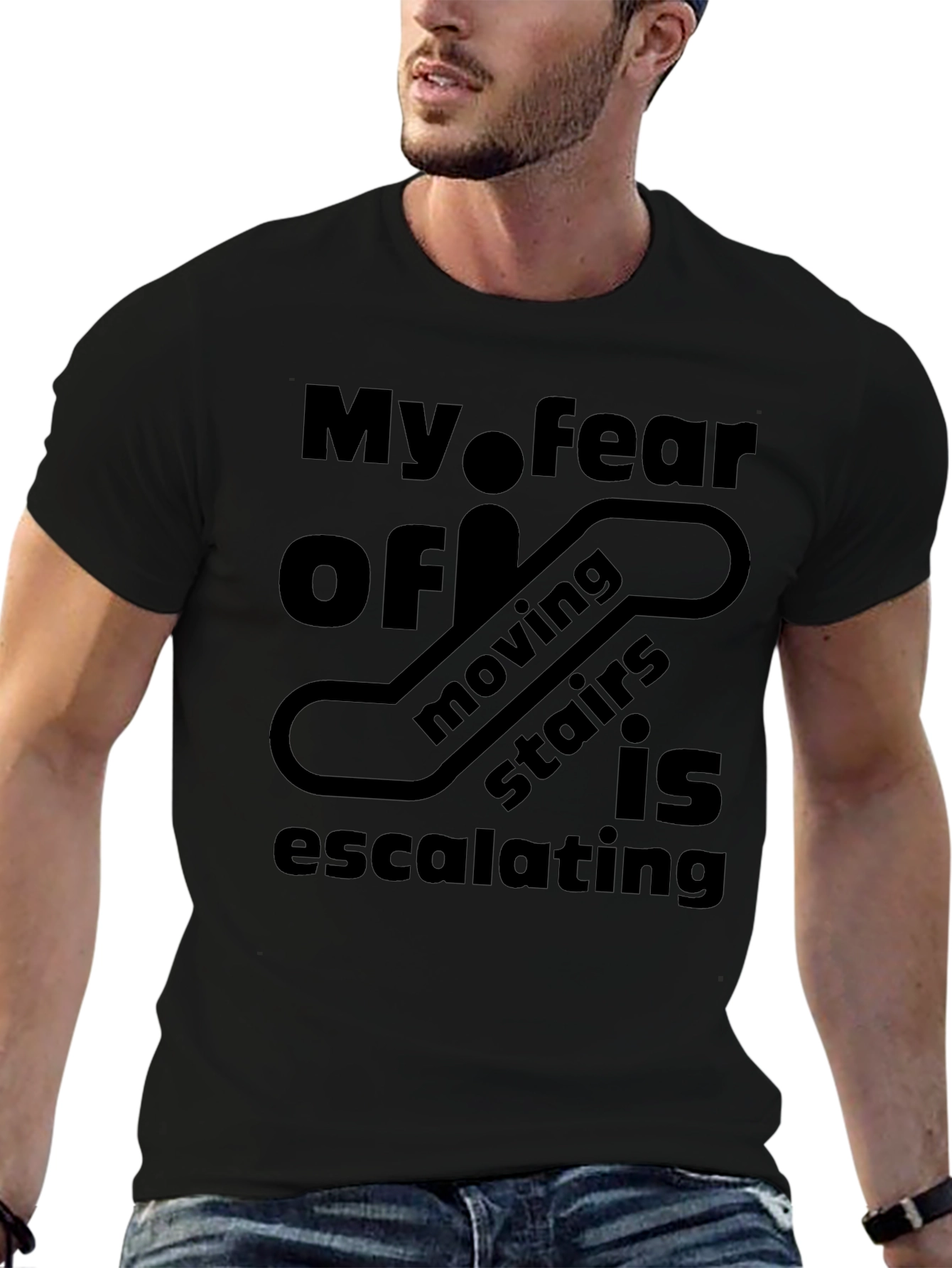Camiseta Negra: Mi Miedo a las Escaleras Móviles