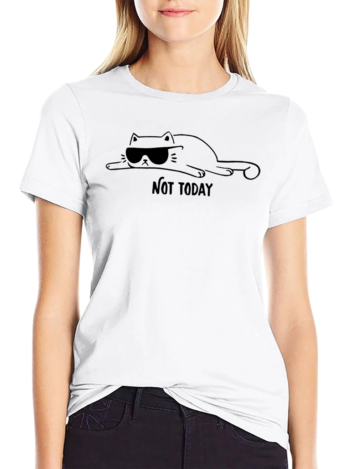 Camiseta Hombre Negra - Gato con Gafas Not Today