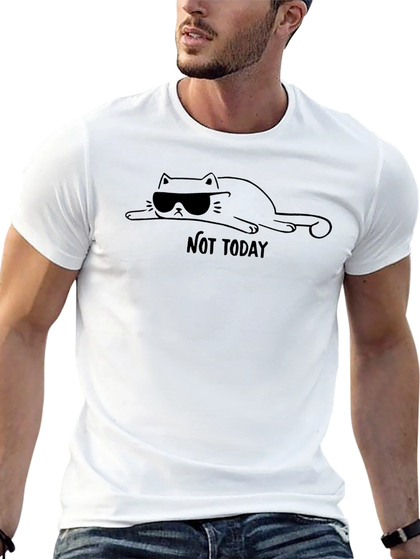 Camiseta Hombre Negra - Gato con Gafas Not Today