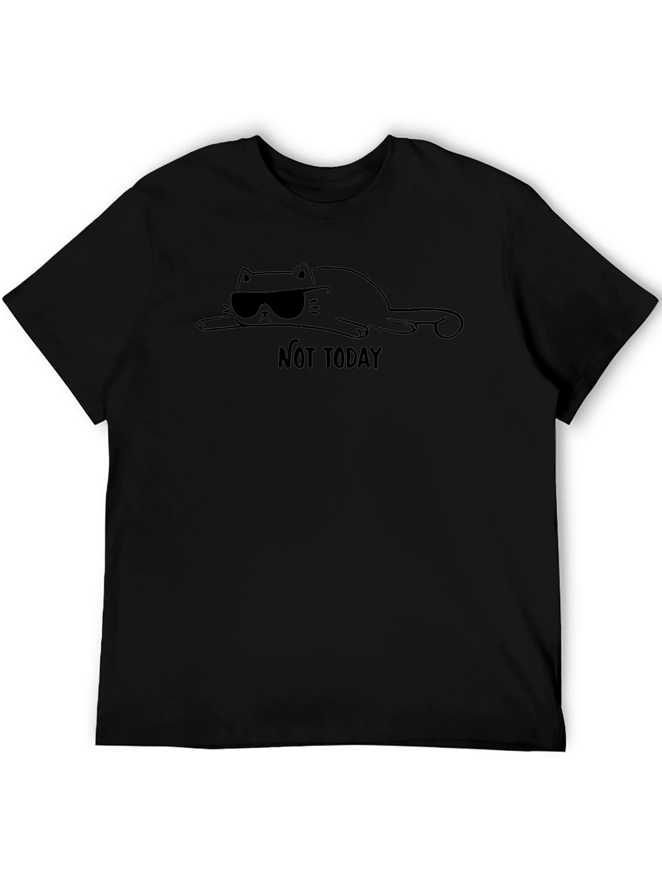 Camiseta Hombre Negra - Gato con Gafas Not Today