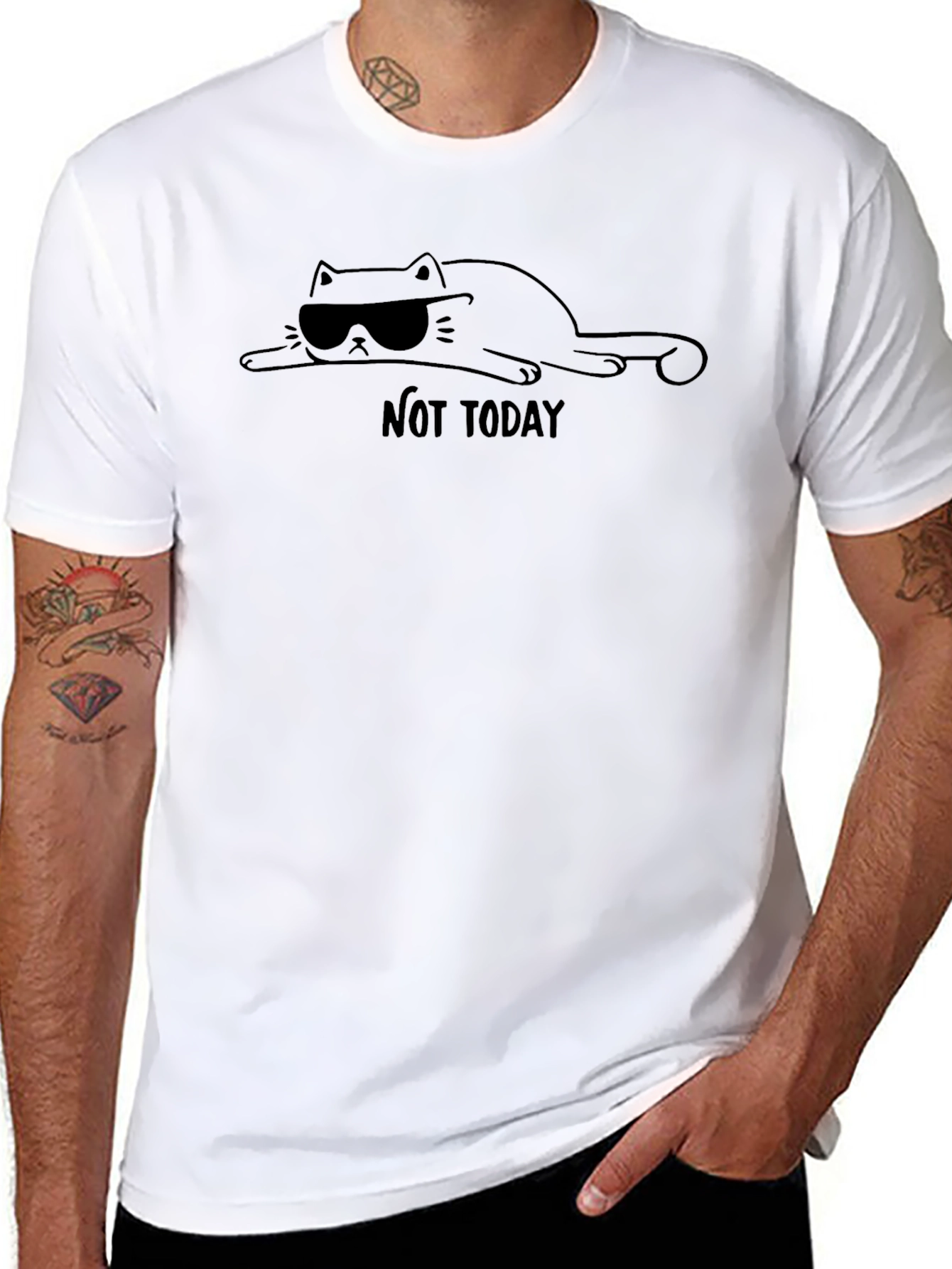 Camiseta Hombre Negra - Gato con Gafas Not Today