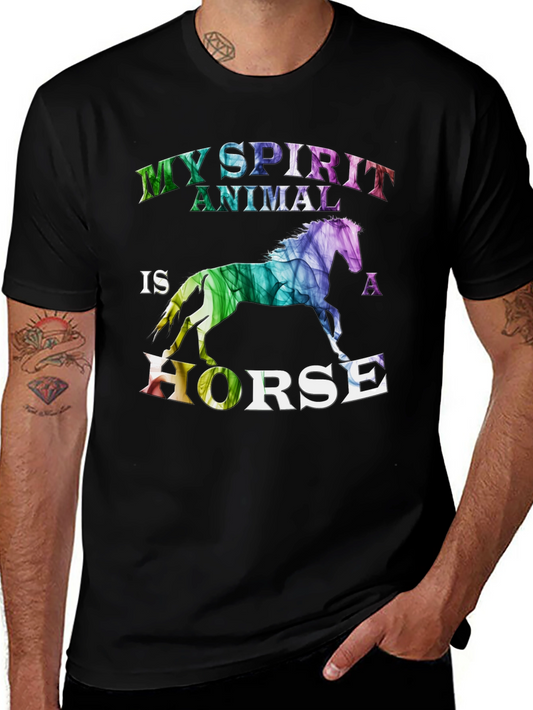 Camiseta Negra Mi Animal Espiritual es un Caballo