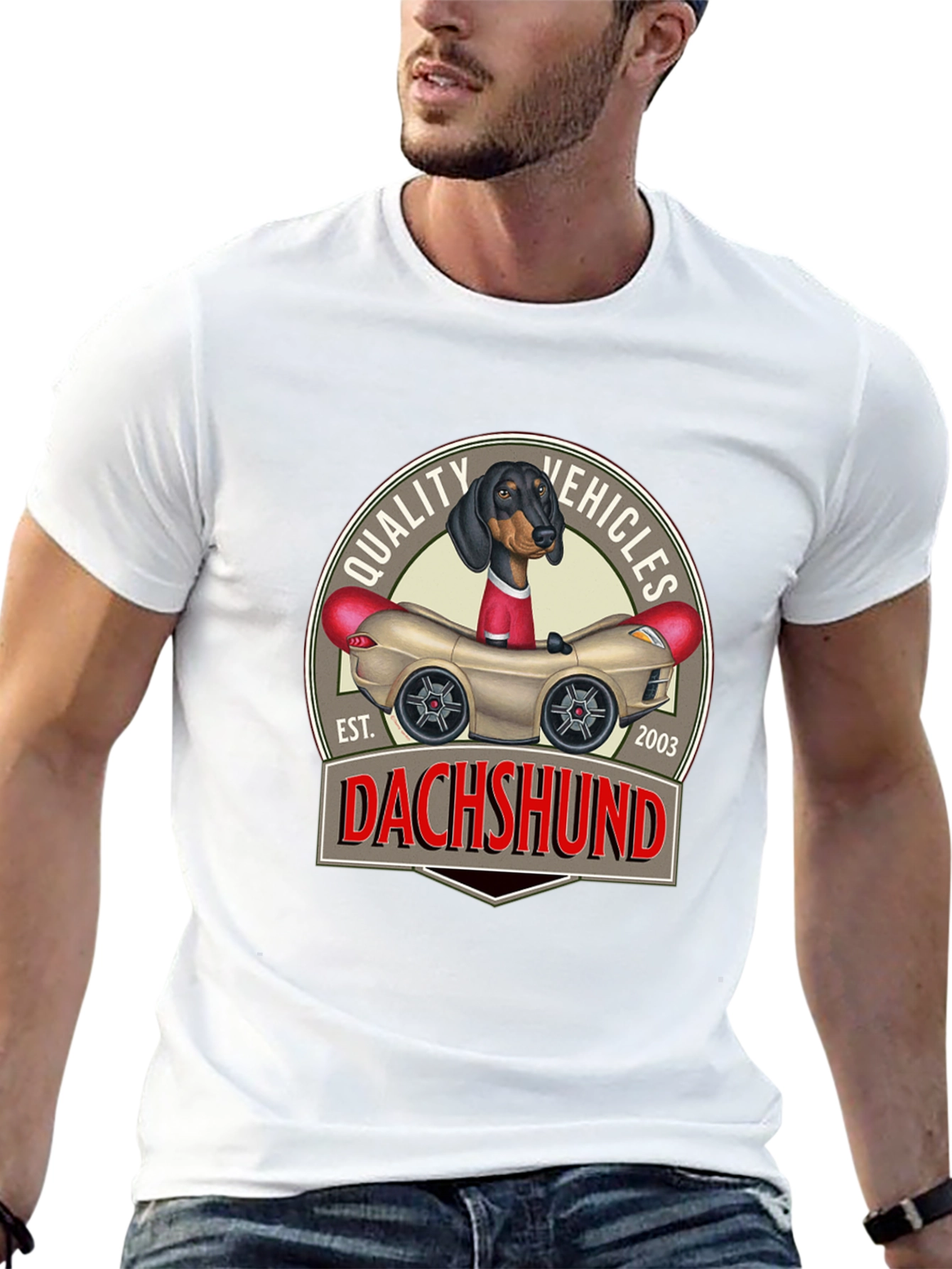 Camiseta Negra Dachshund Quality Vehicles