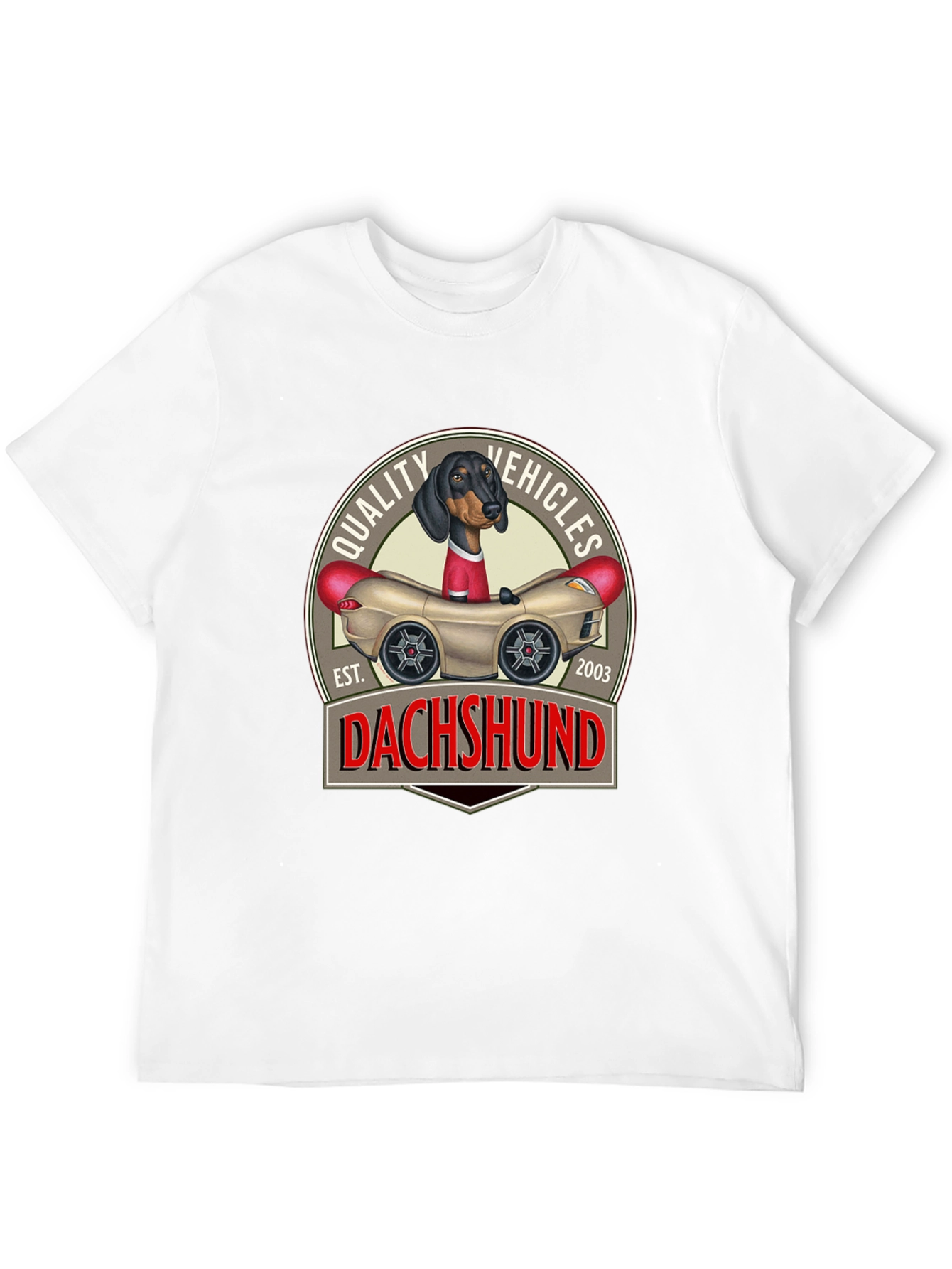 Camiseta Negra Dachshund Quality Vehicles