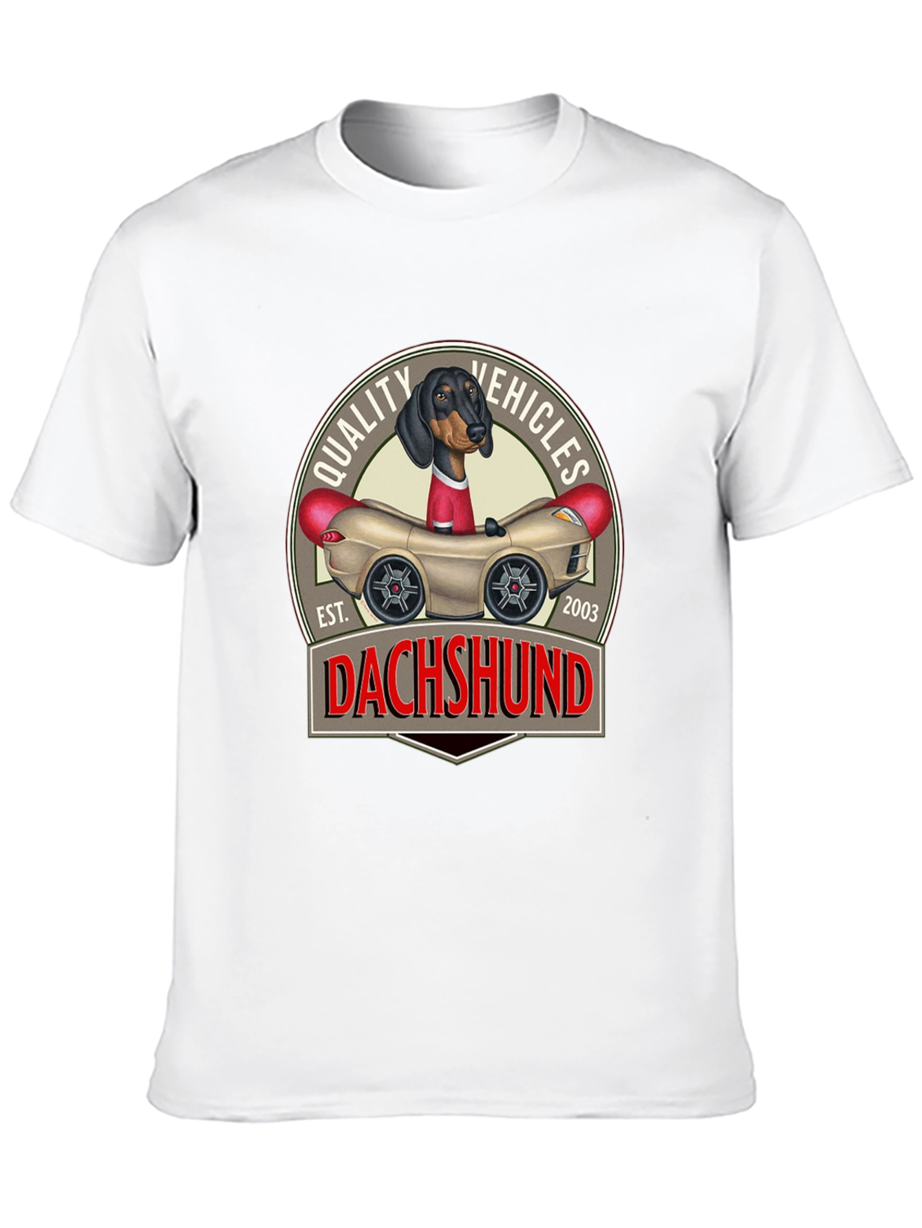 Camiseta Negra Dachshund Quality Vehicles