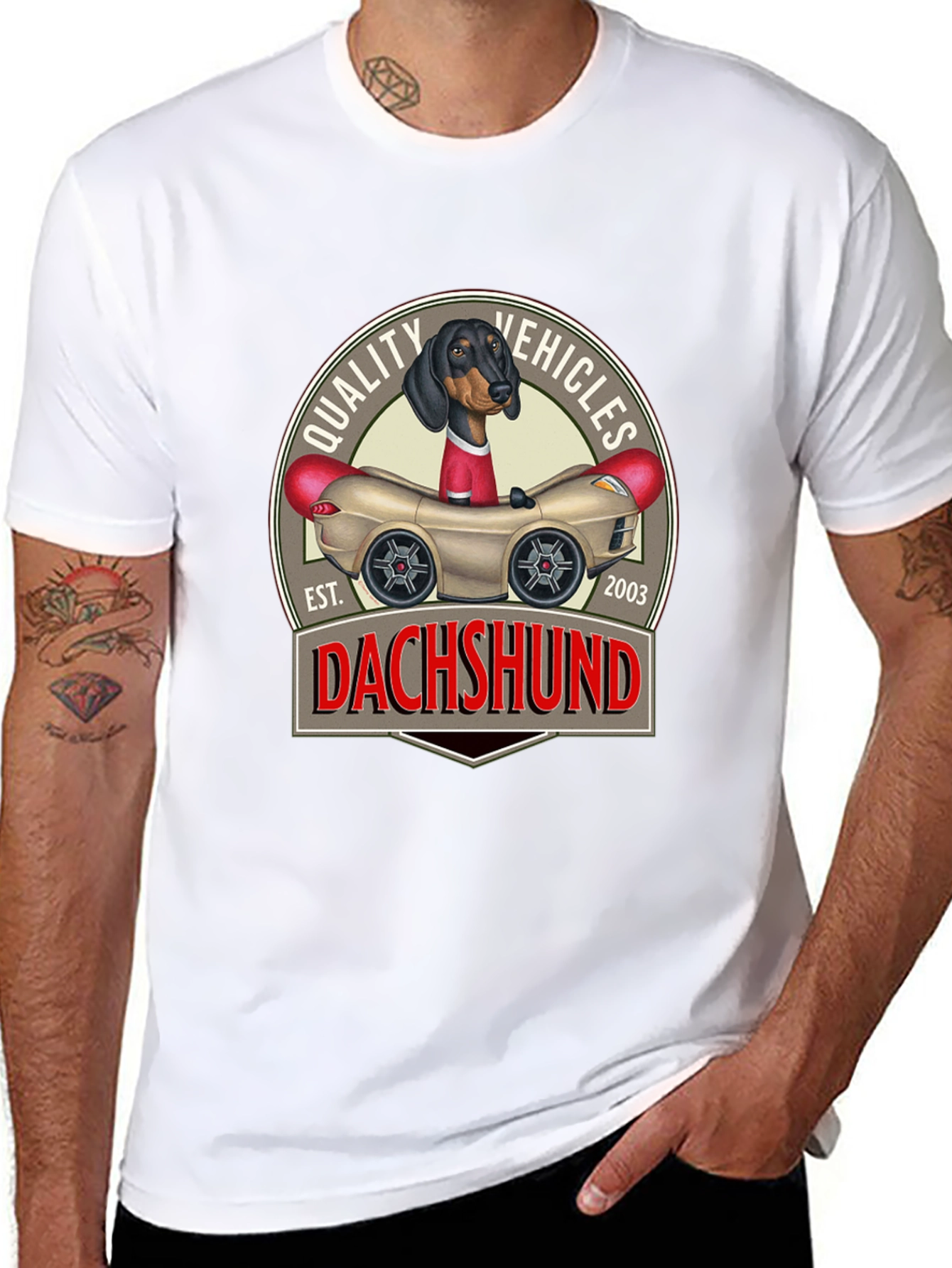 Camiseta Negra Dachshund Quality Vehicles