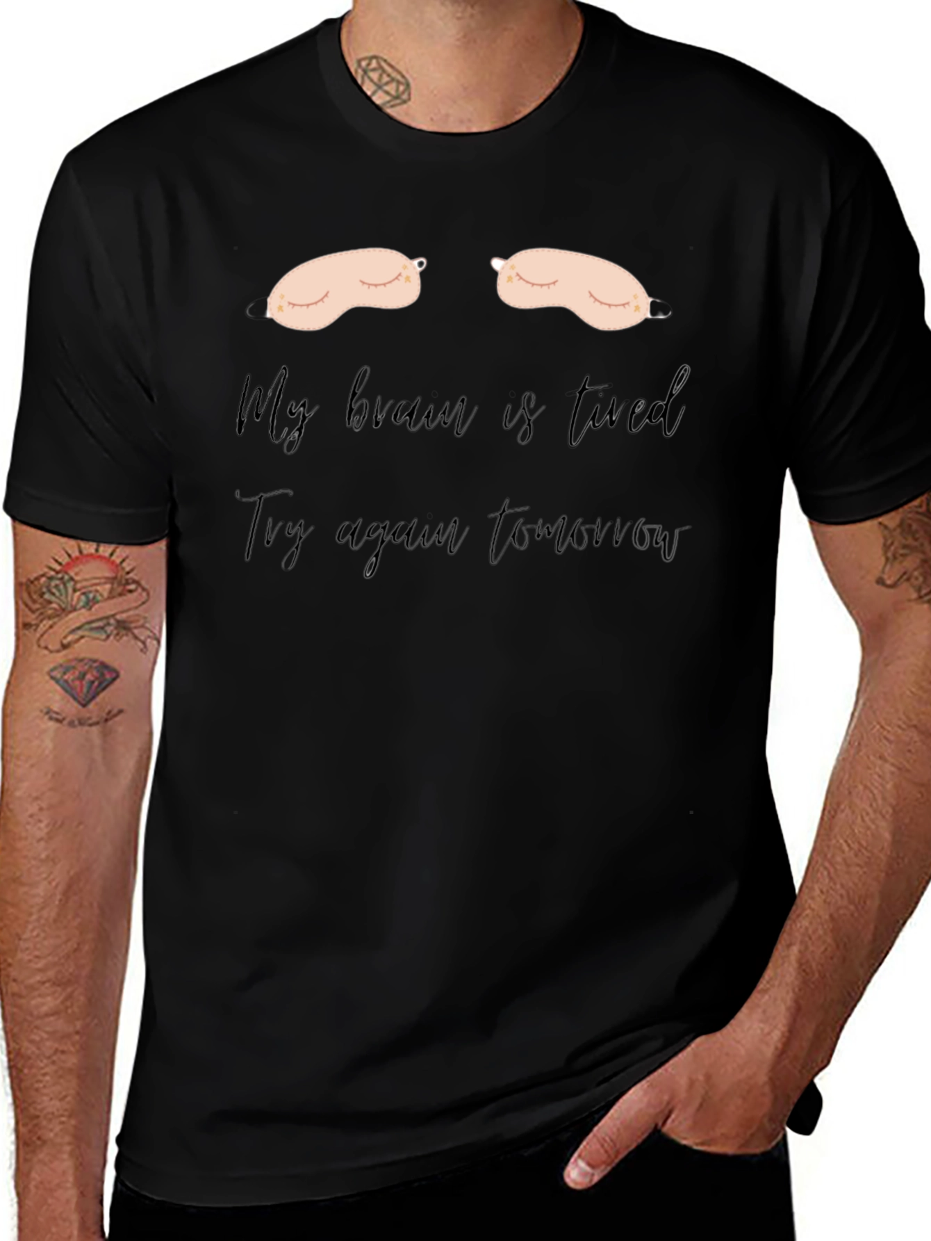 Camiseta Negra: Mi Cerebro Está Cansado