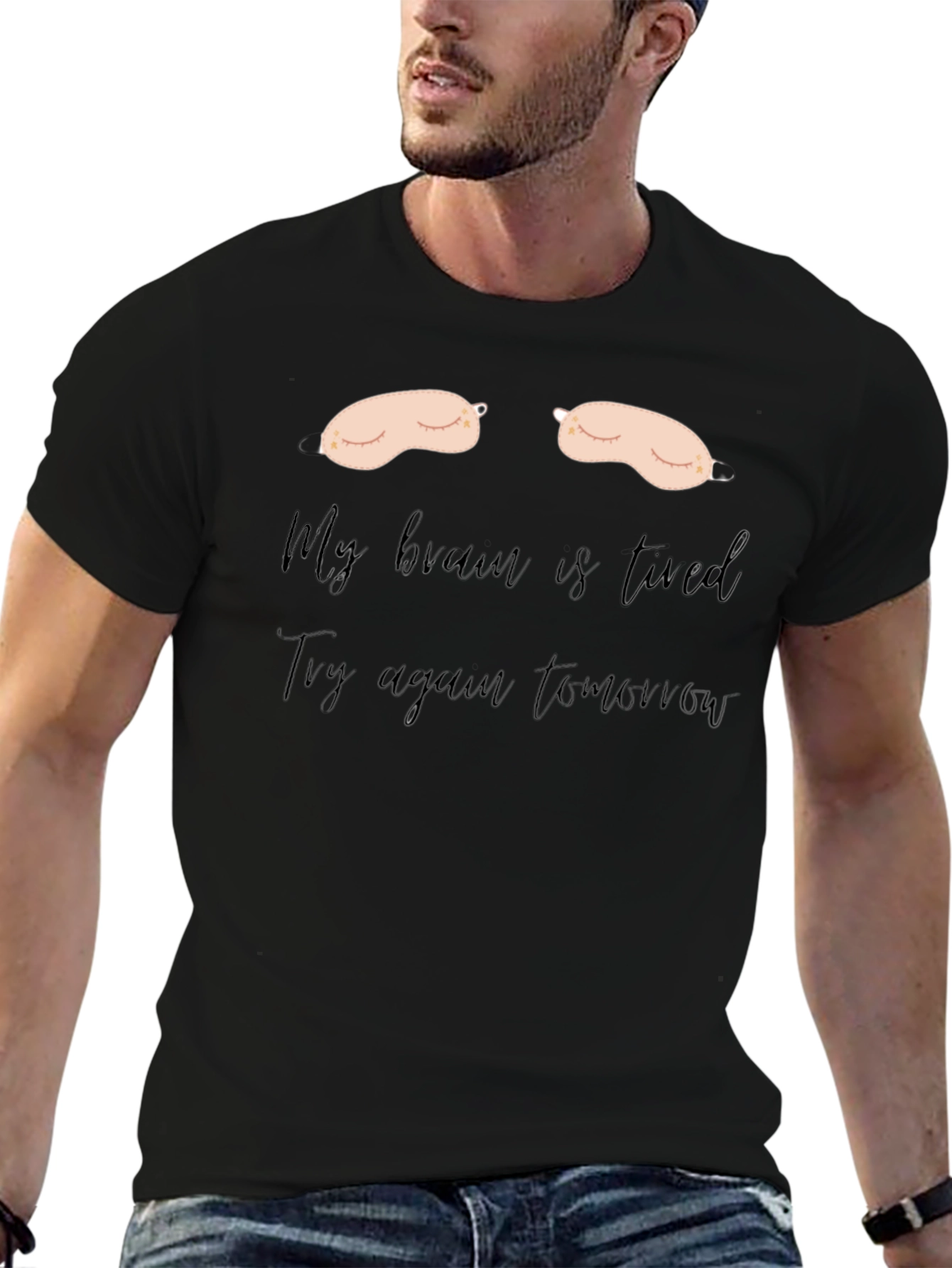 Camiseta Negra: Mi Cerebro Está Cansado