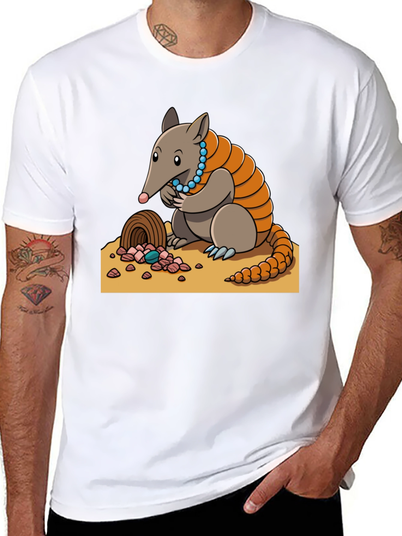 Camiseta Negra con Diseño de Armadillo Joyero