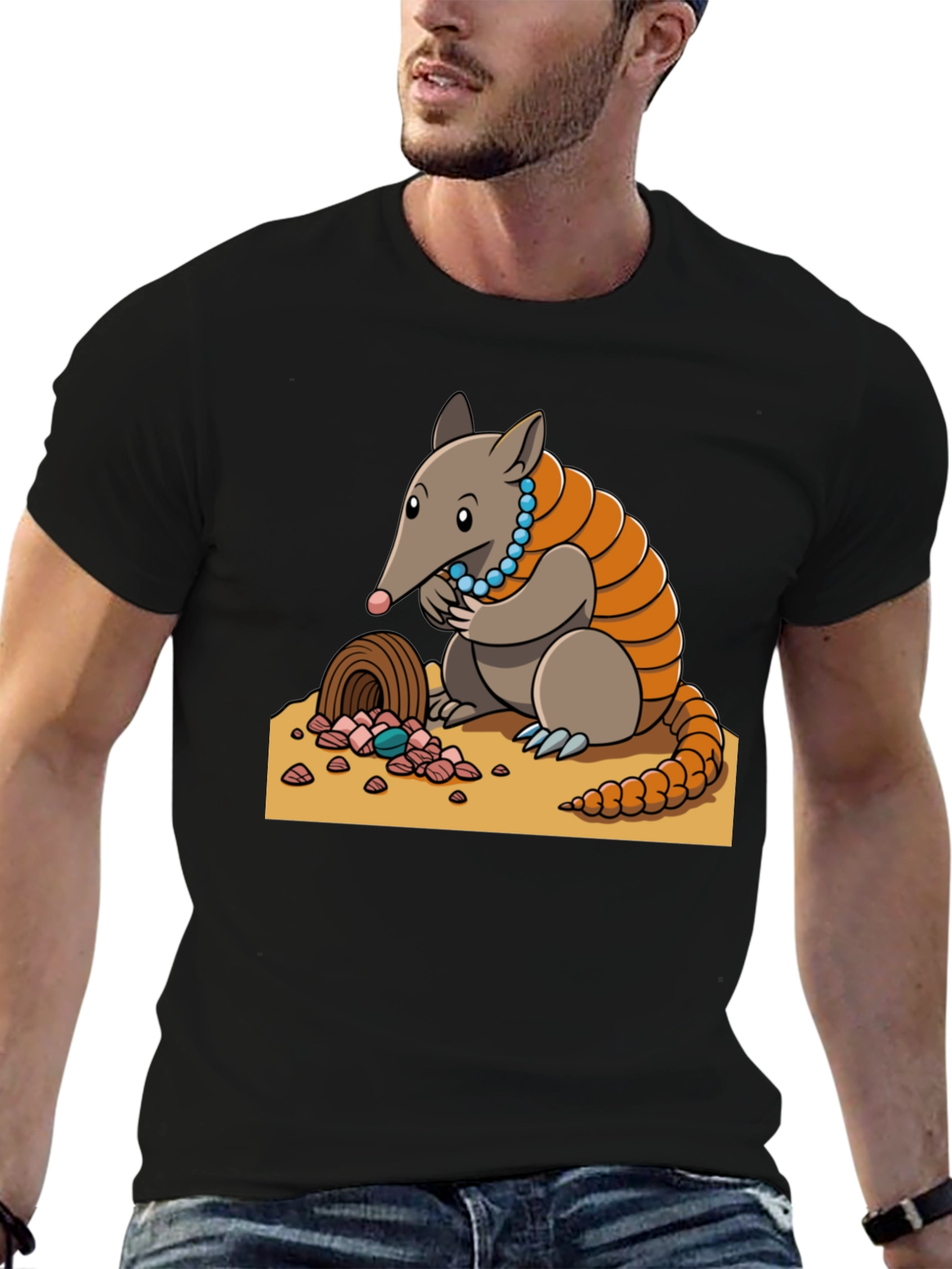 Camiseta Negra con Diseño de Armadillo Joyero