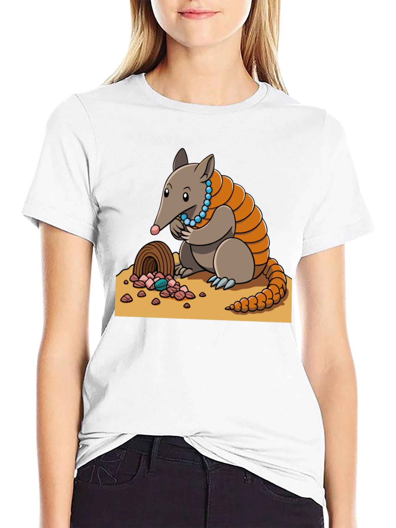 Camiseta Negra con Diseño de Armadillo Joyero