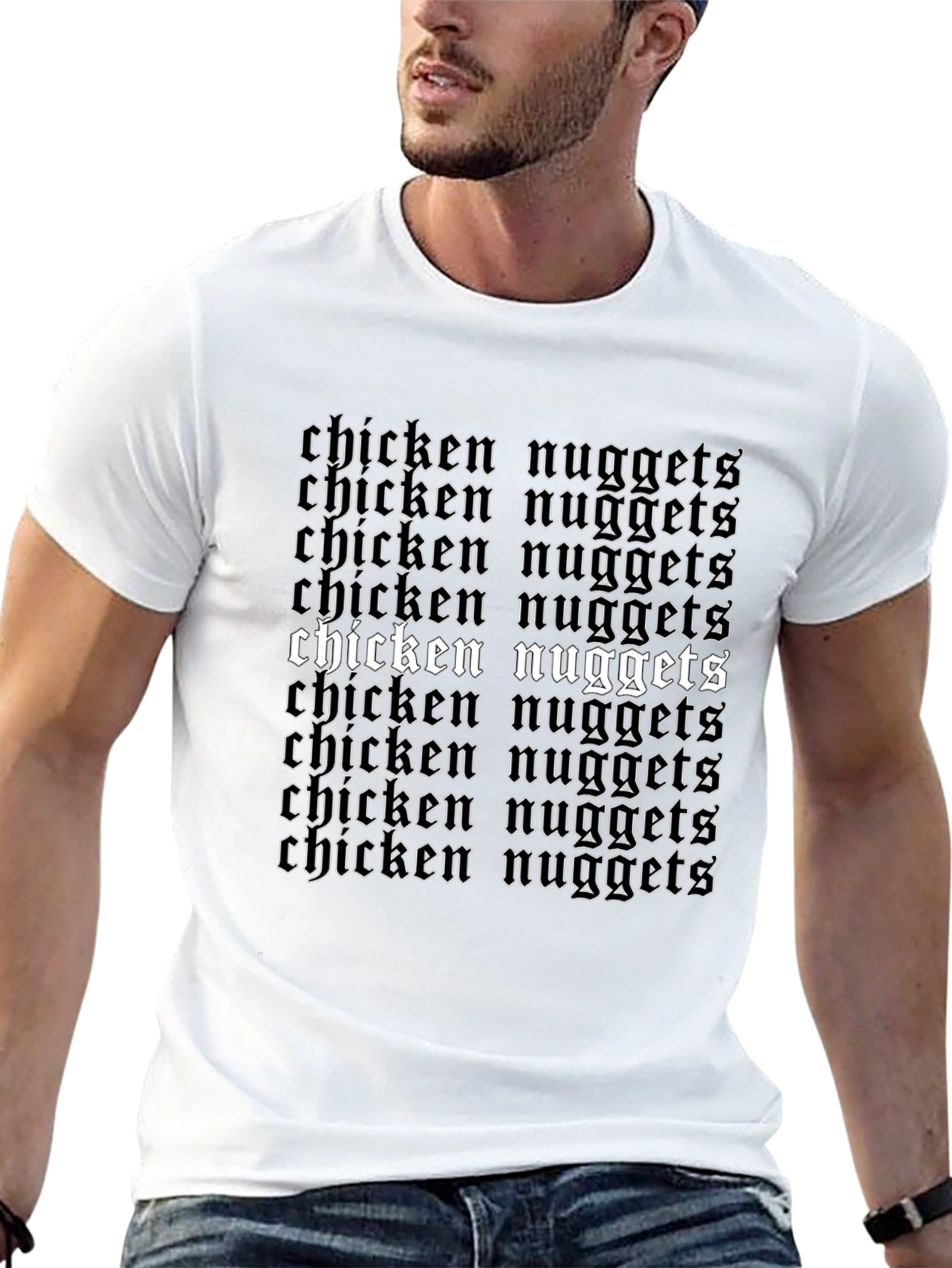 Camiseta Negra Chicken Nuggets Estilo Gótico