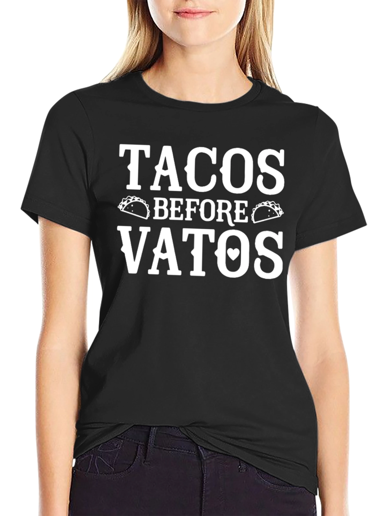 Camiseta Negra Tacos Before Vatos Divertida