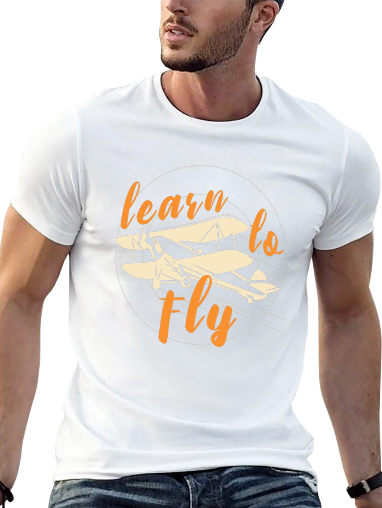 Camiseta Negra Aprende a Volar - Diseño Aviación
